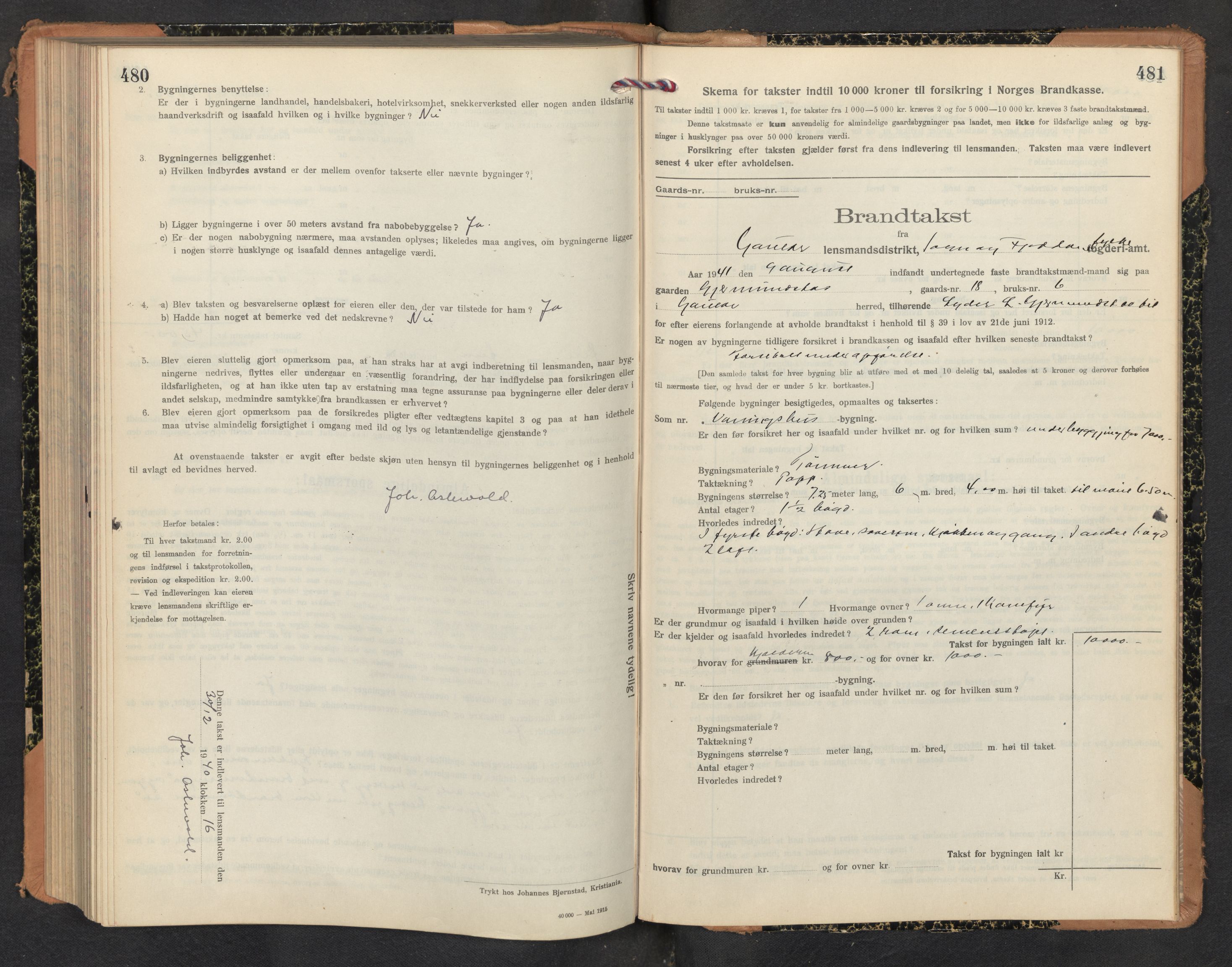 Lensmannen i Gaular, AV/SAB-A-27601/0012/L0006: Branntakstprotokoll, skjematakst, 1917-1943, p. 480-481