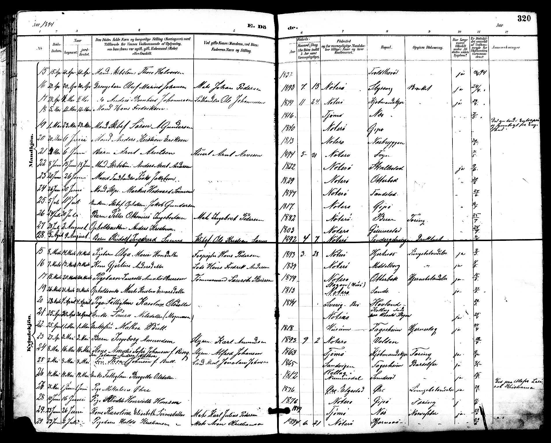 Nøtterøy kirkebøker, AV/SAKO-A-354/G/Ga/L0004: Parish register (copy) no. I 4, 1894-1909, p. 320