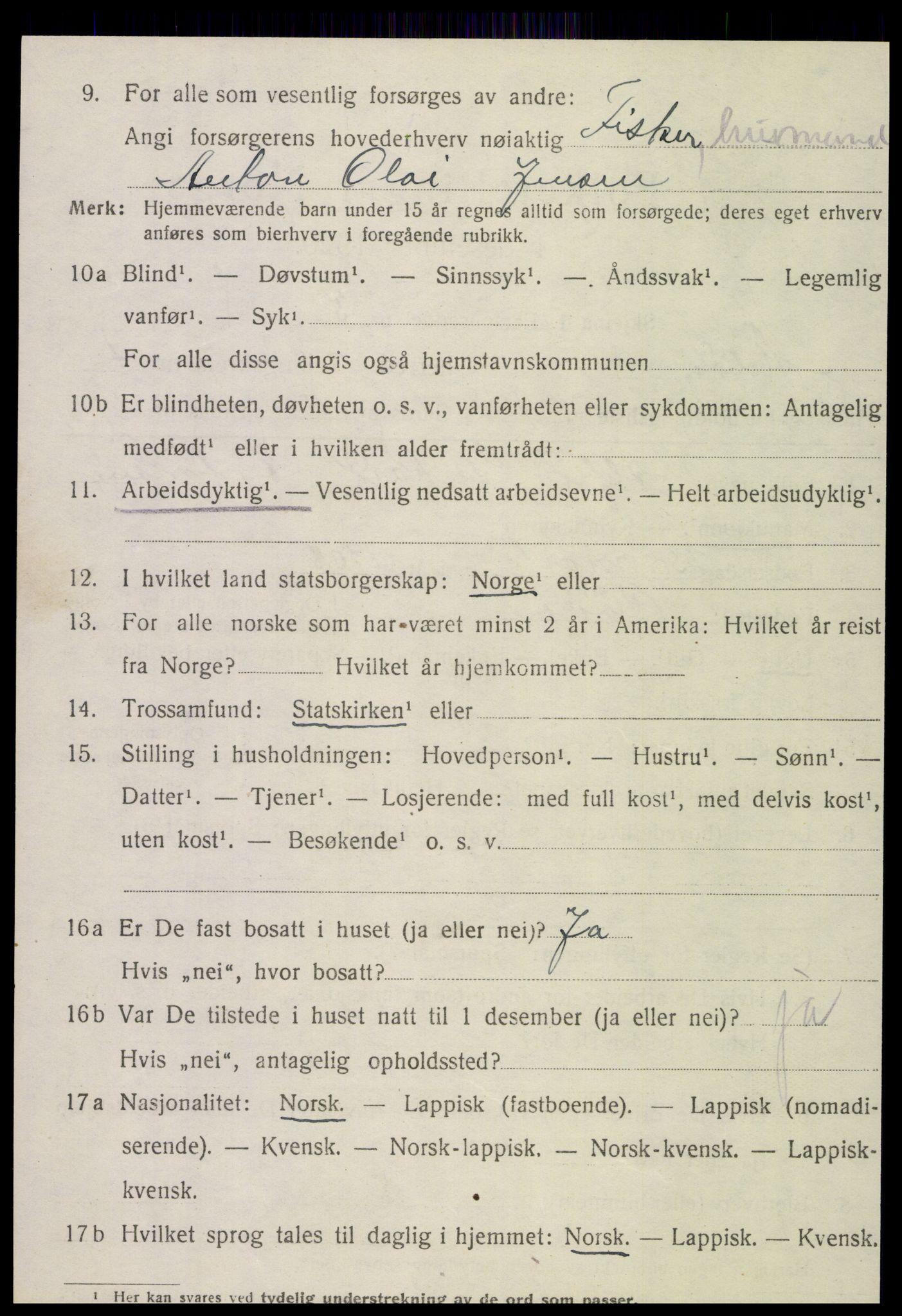 SAT, 1920 census for Meløy, 1920, p. 2778