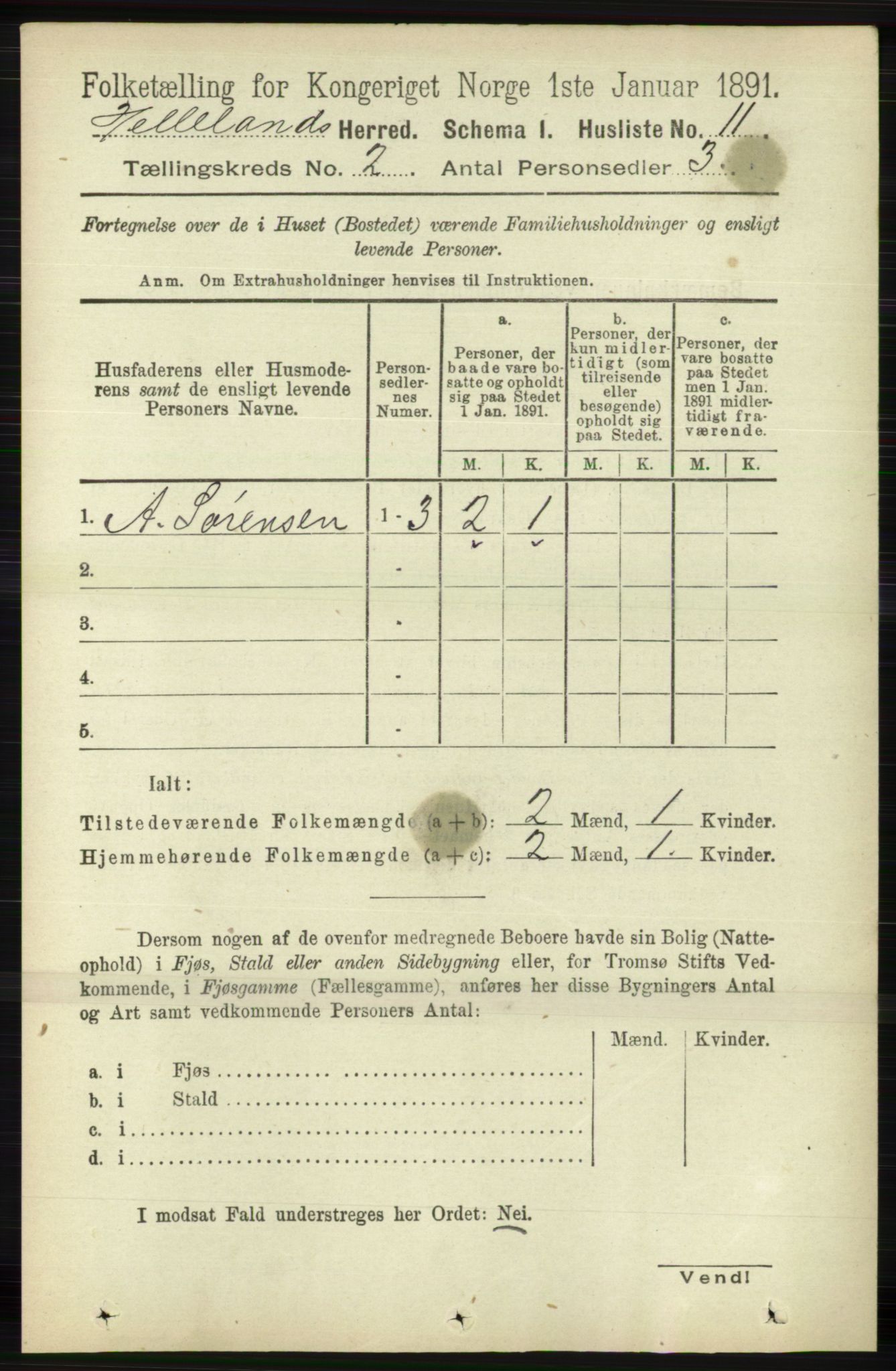 RA, 1891 census for 1115 Helleland, 1891, p. 382