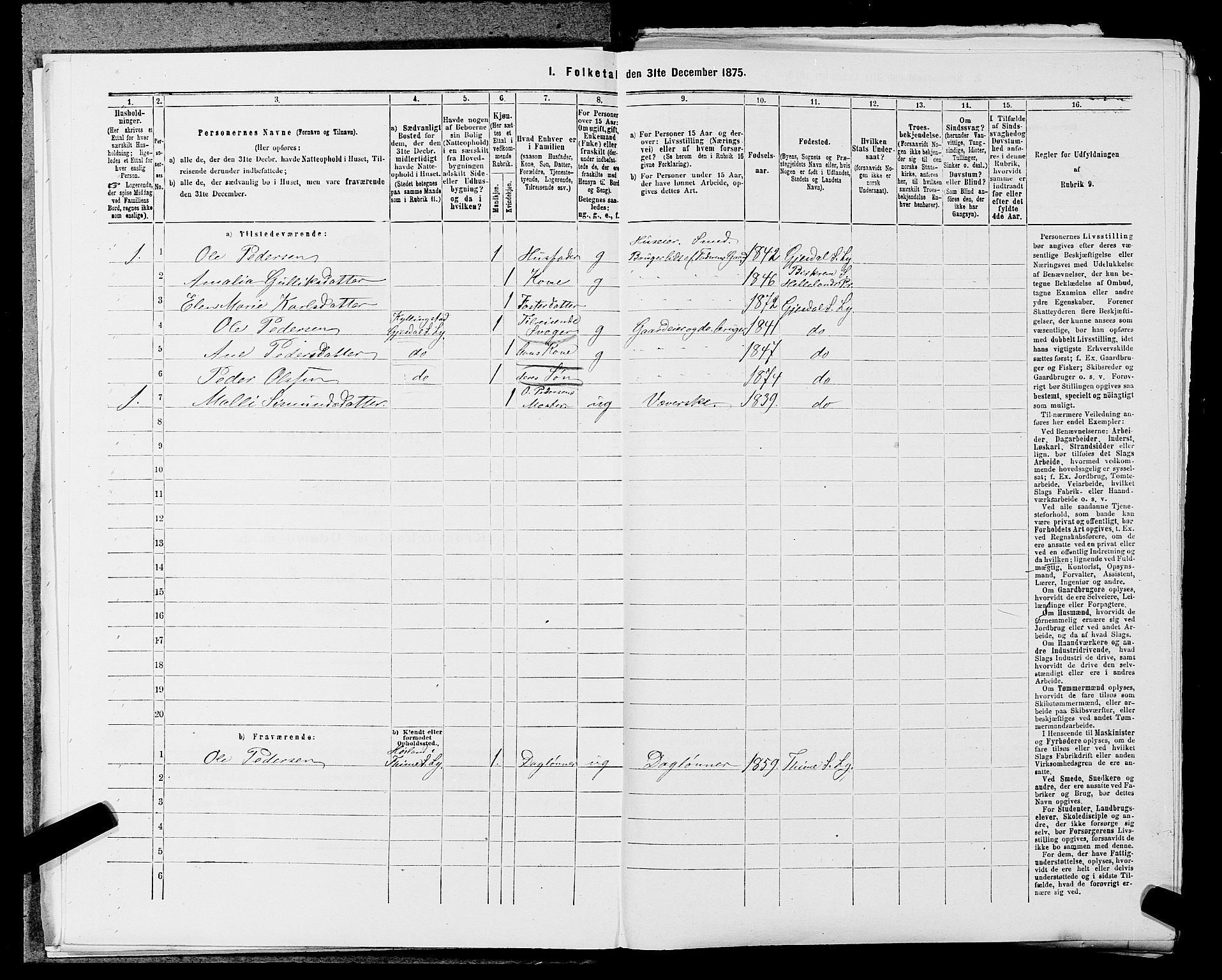 SAST, 1875 census for 1121P Lye, 1875, p. 878
