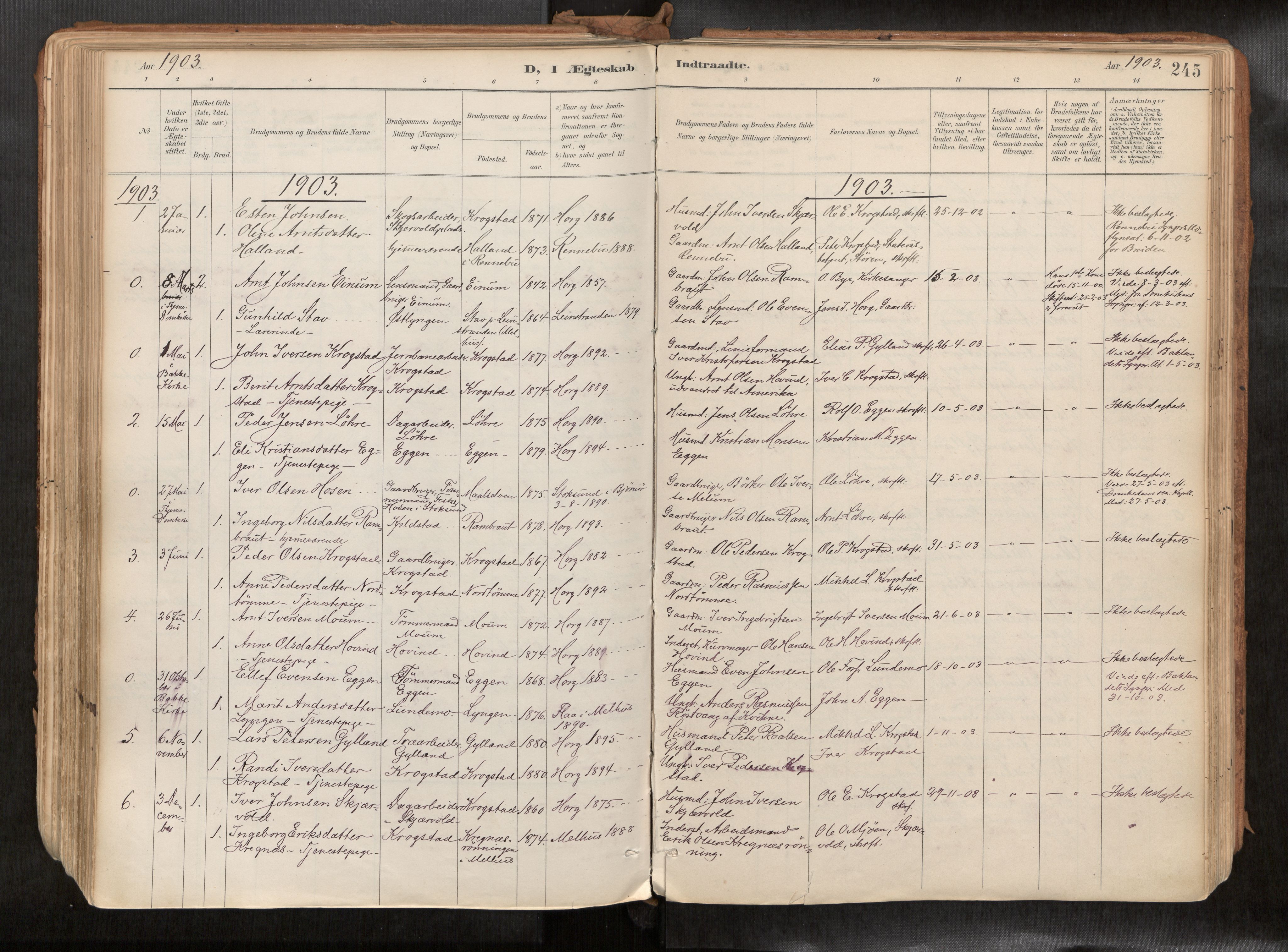 Ministerialprotokoller, klokkerbøker og fødselsregistre - Sør-Trøndelag, SAT/A-1456/692/L1105b: Parish register (official) no. 692A06, 1891-1934, p. 245