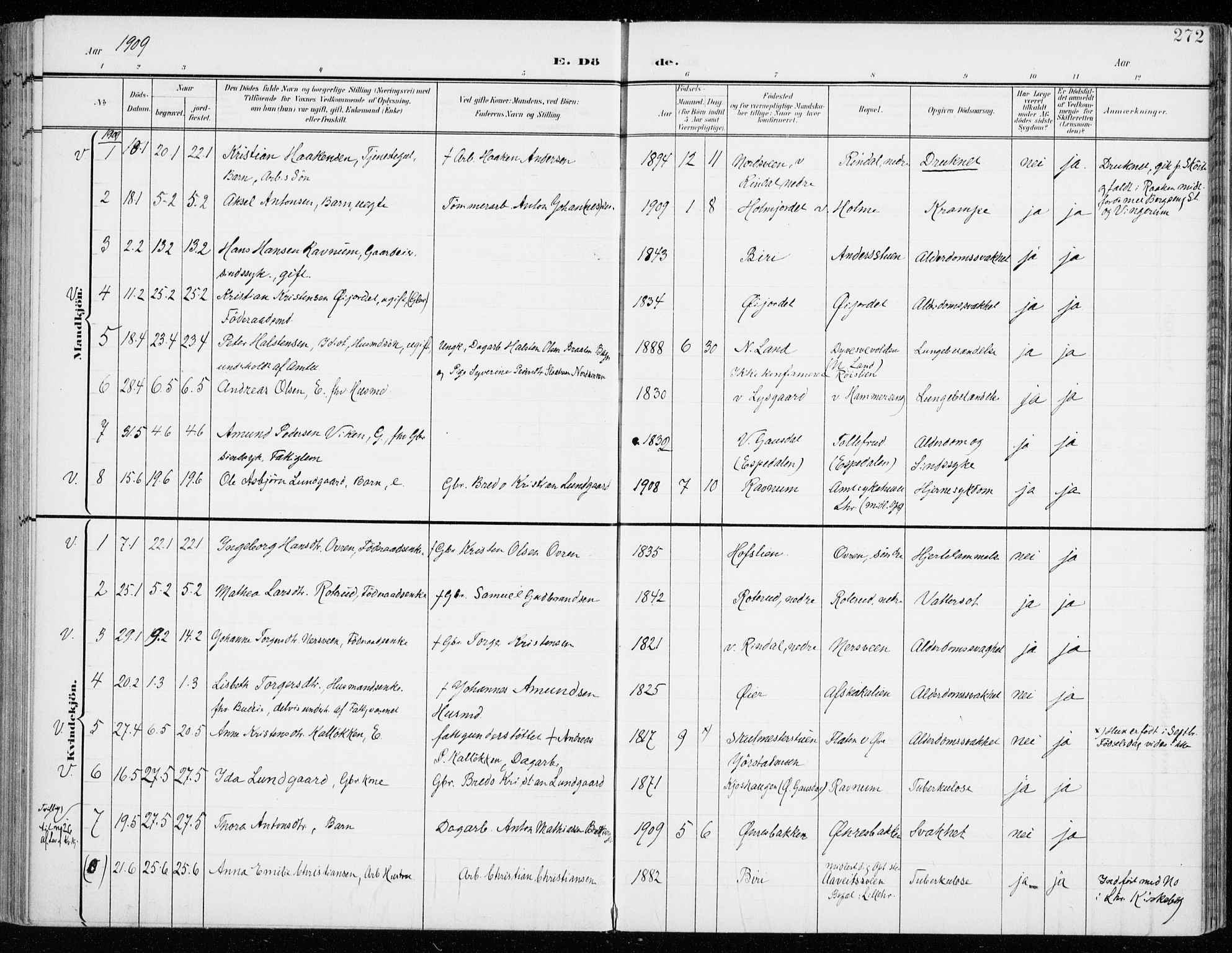 Fåberg prestekontor, AV/SAH-PREST-086/H/Ha/Haa/L0011: Parish register (official) no. 11, 1899-1913, p. 272