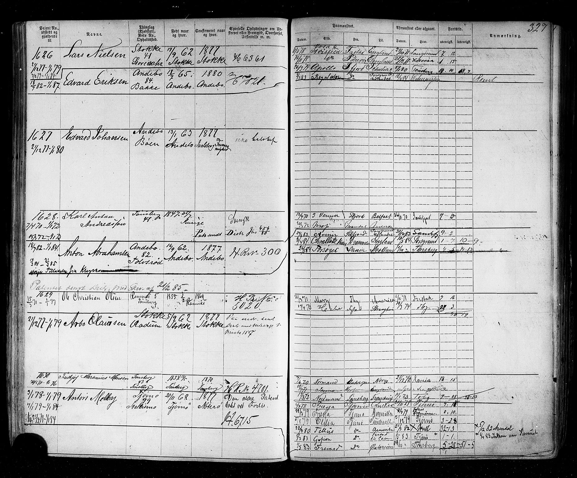 Tønsberg innrulleringskontor, AV/SAKO-A-786/F/Fb/L0002: Annotasjonsrulle Patent nr. 1-2635, 1869-1877, p. 364