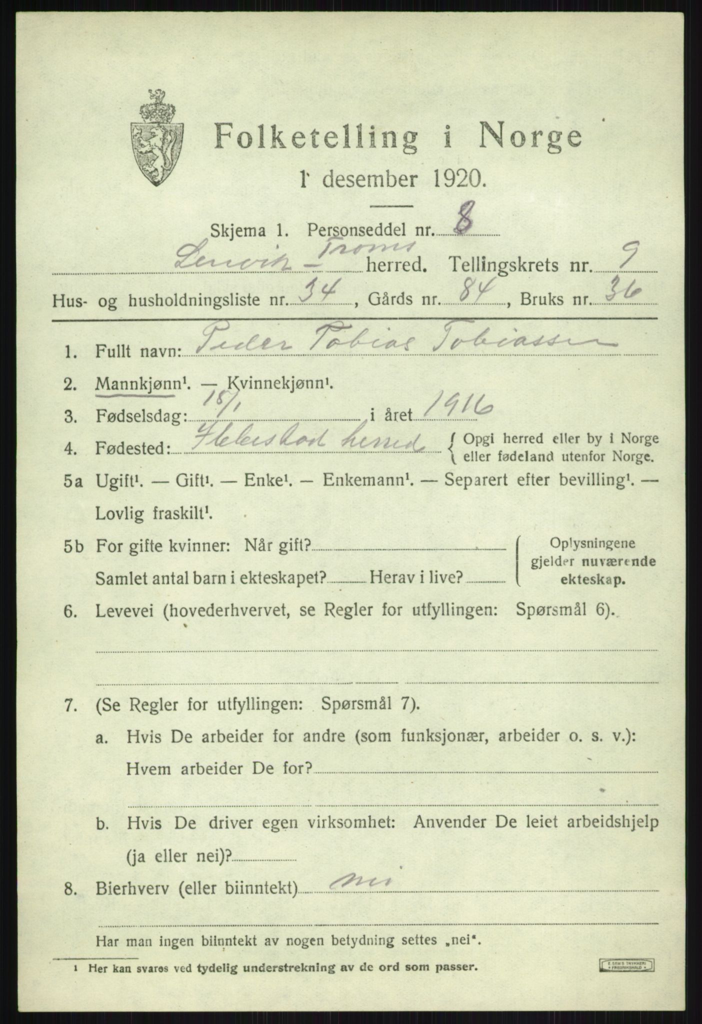 SATØ, 1920 census for Lenvik, 1920, p. 12780