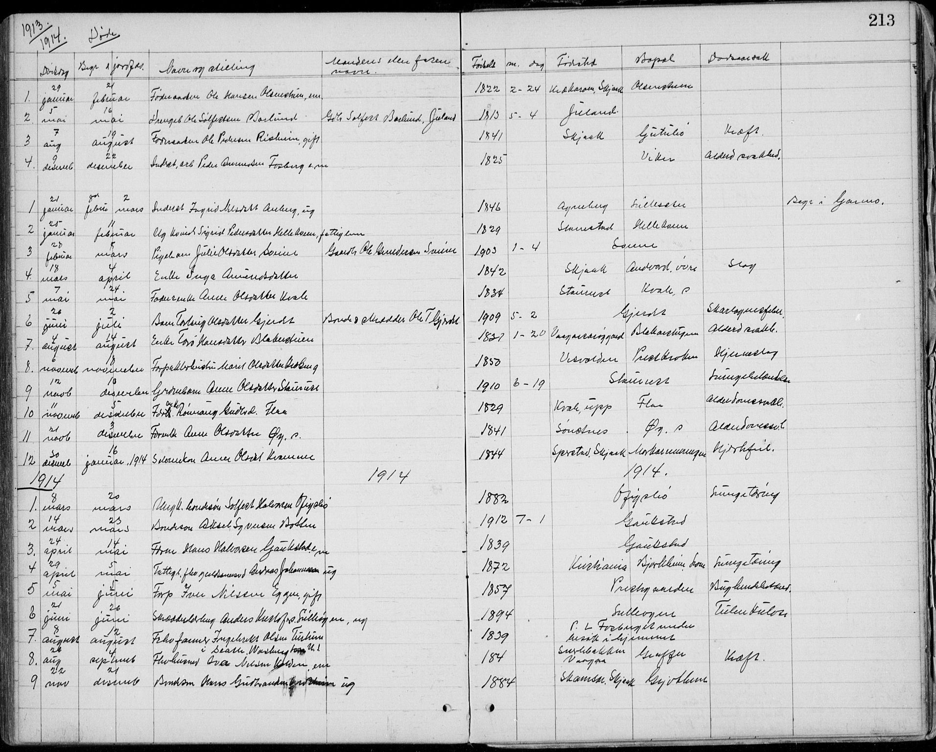 Lom prestekontor, SAH/PREST-070/L/L0013: Parish register (copy) no. 13, 1874-1938, p. 213