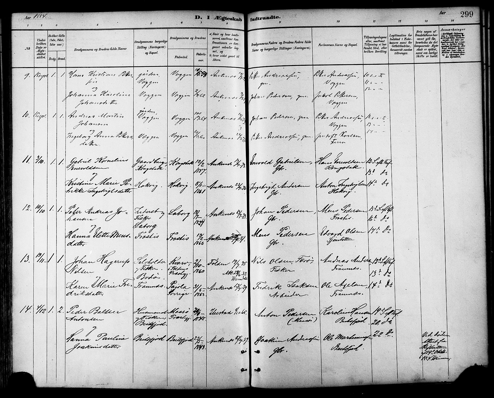 Ministerialprotokoller, klokkerbøker og fødselsregistre - Nordland, SAT/A-1459/866/L0938: Parish register (official) no. 866A01, 1879-1893, p. 299