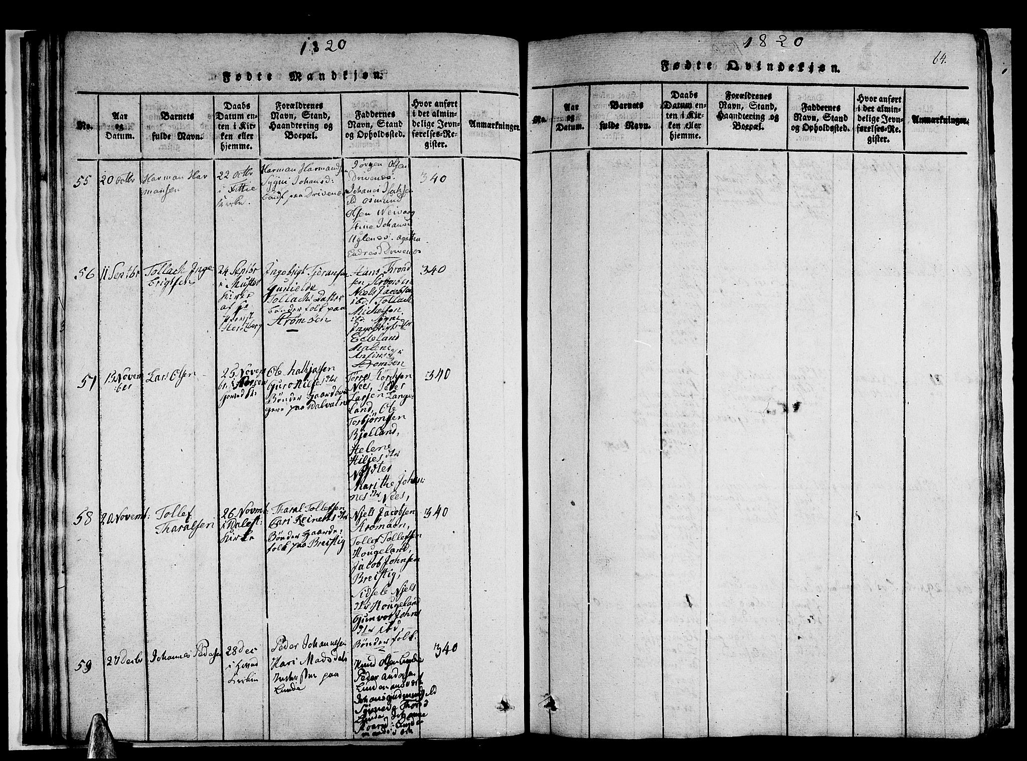 Stord sokneprestembete, AV/SAB-A-78201/H/Haa: Parish register (official) no. A 5, 1816-1825, p. 64