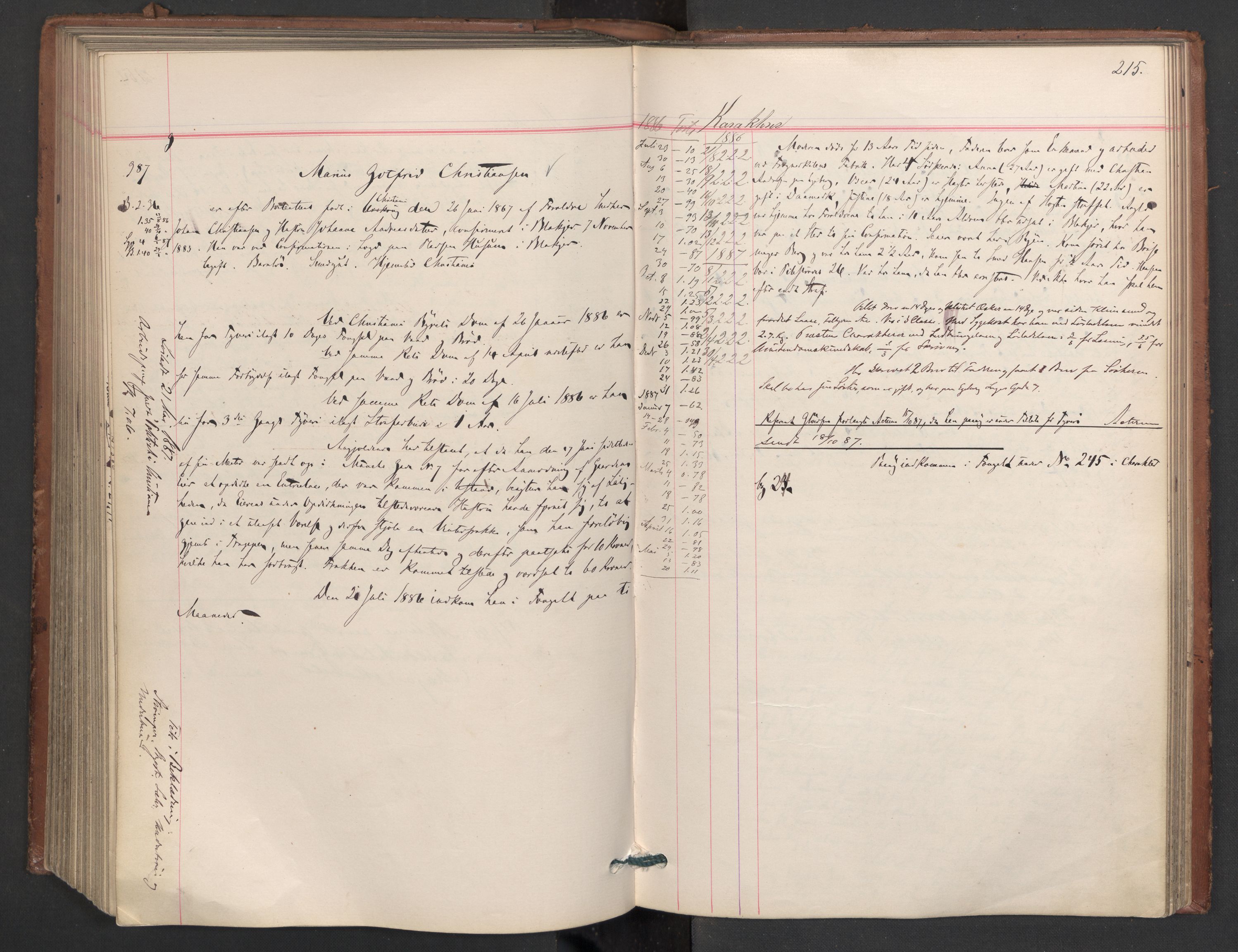Botsfengslet, AV/RA-S-1539/D/Db/Dbb/L0023: 774g - 57h, 1885-1886, p. 215