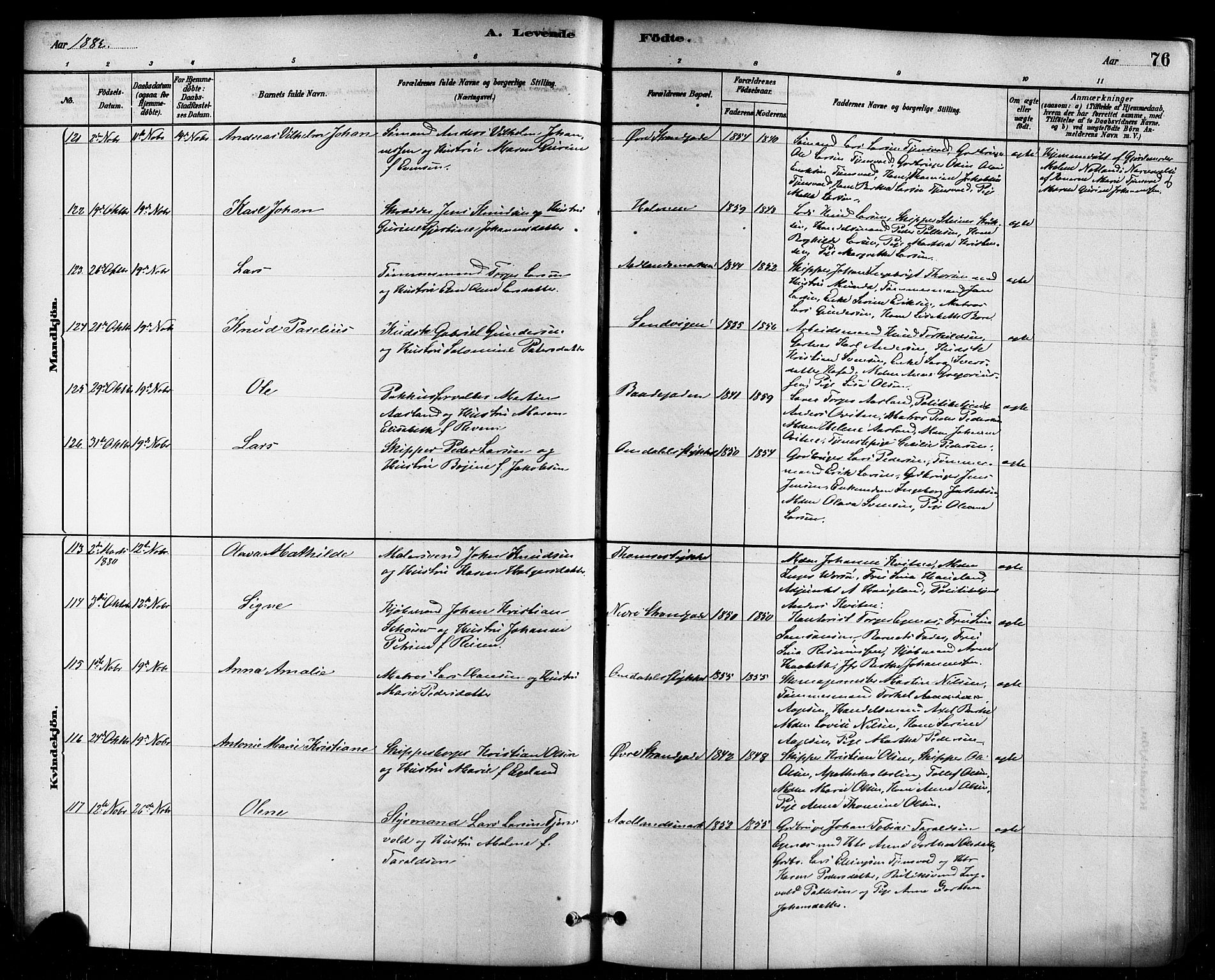 Domkirken sokneprestkontor, AV/SAST-A-101812/001/30/30BB/L0015: Parish register (copy) no. B 15, 1880-1891, p. 76