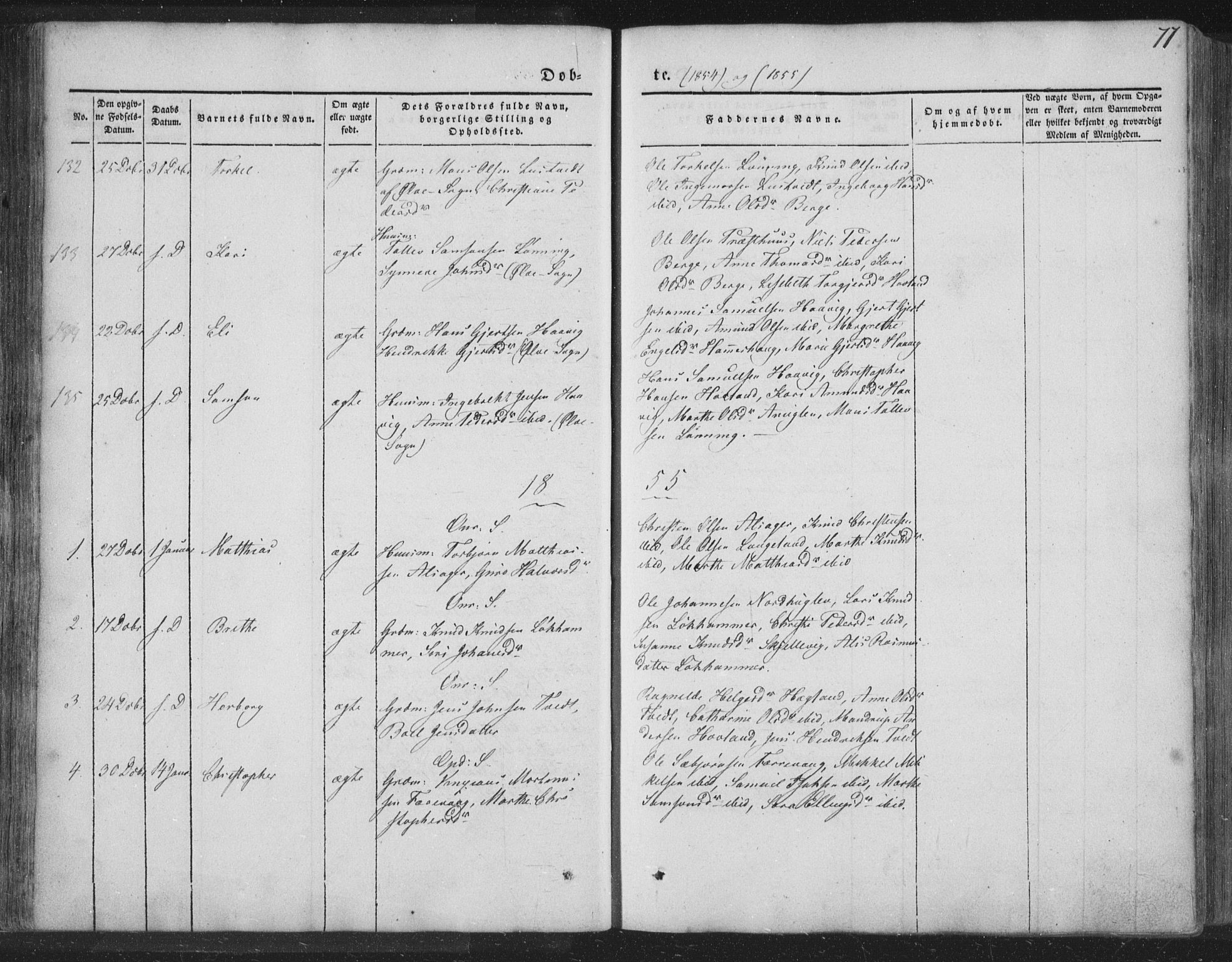 Tysnes sokneprestembete, AV/SAB-A-78601/H/Haa: Parish register (official) no. A 10, 1848-1859, p. 77