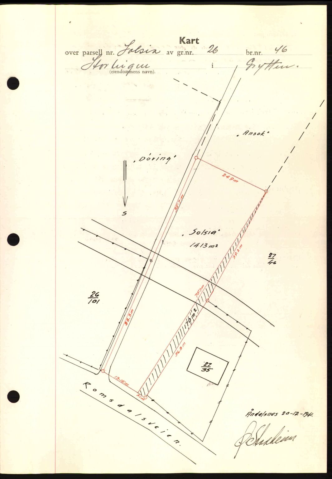 Romsdal sorenskriveri, AV/SAT-A-4149/1/2/2C: Mortgage book no. A11, 1941-1942, Diary no: : 2539/1941