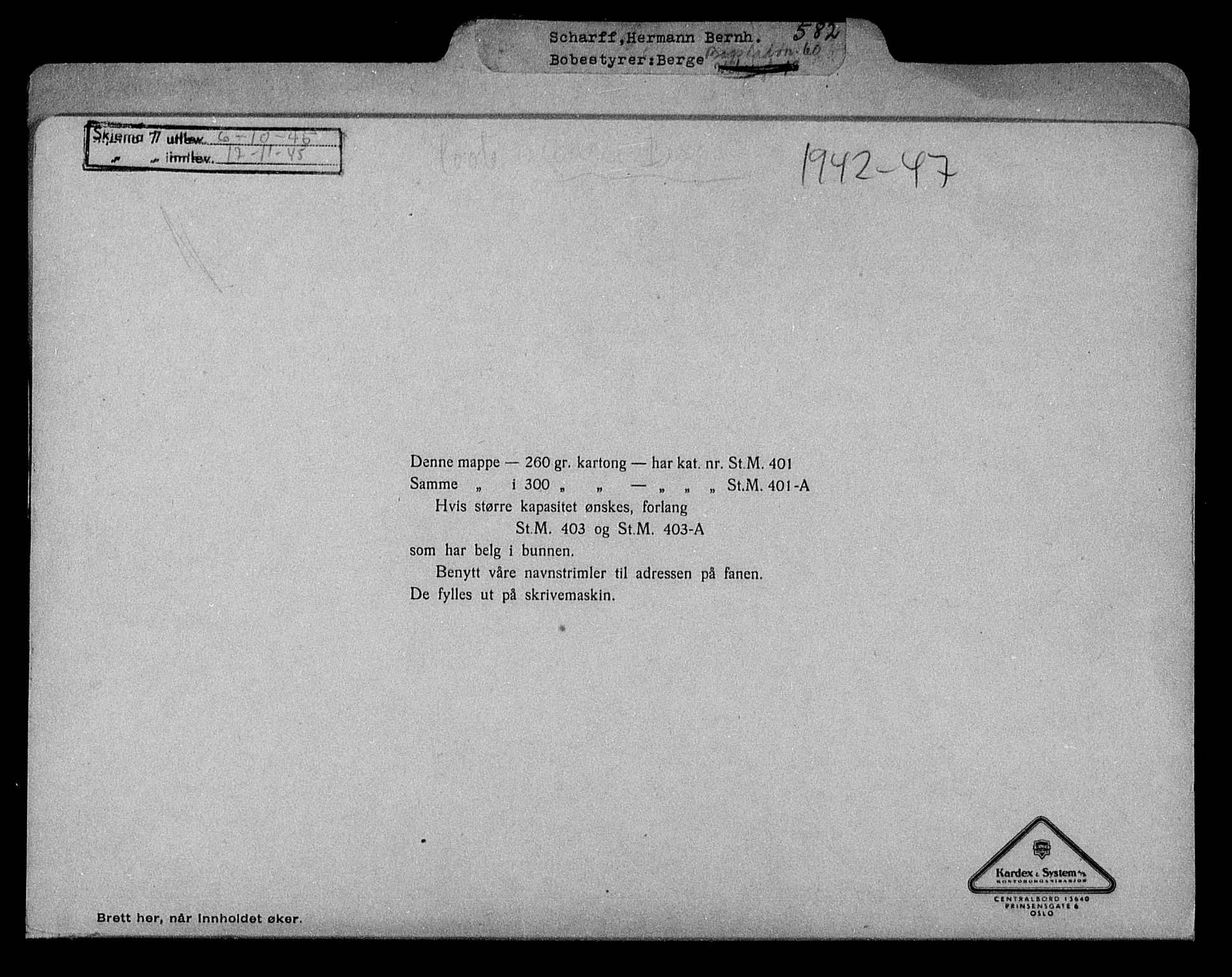 Justisdepartementet, Tilbakeføringskontoret for inndratte formuer, AV/RA-S-1564/H/Hc/Hcc/L0978: --, 1945-1947, p. 2
