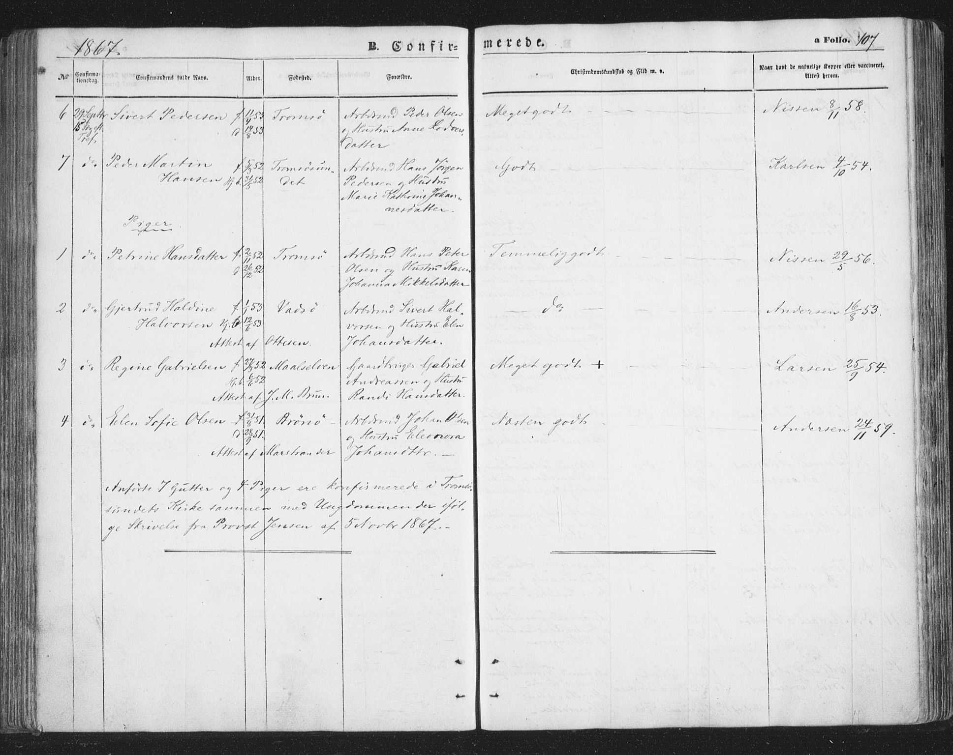 Tromsø sokneprestkontor/stiftsprosti/domprosti, SATØ/S-1343/G/Ga/L0012kirke: Parish register (official) no. 12, 1865-1871, p. 107