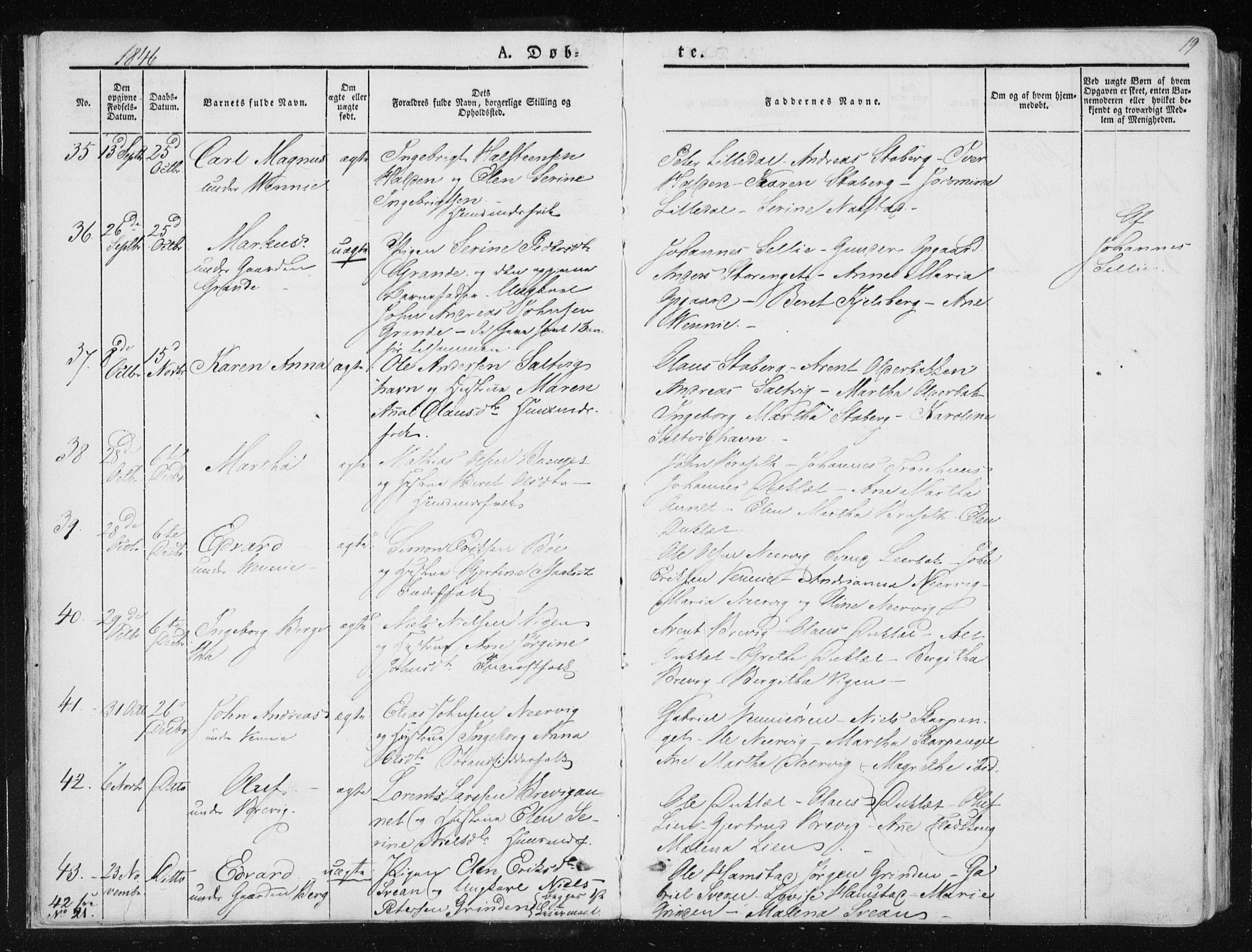 Ministerialprotokoller, klokkerbøker og fødselsregistre - Nord-Trøndelag, AV/SAT-A-1458/733/L0323: Parish register (official) no. 733A02, 1843-1870, p. 19