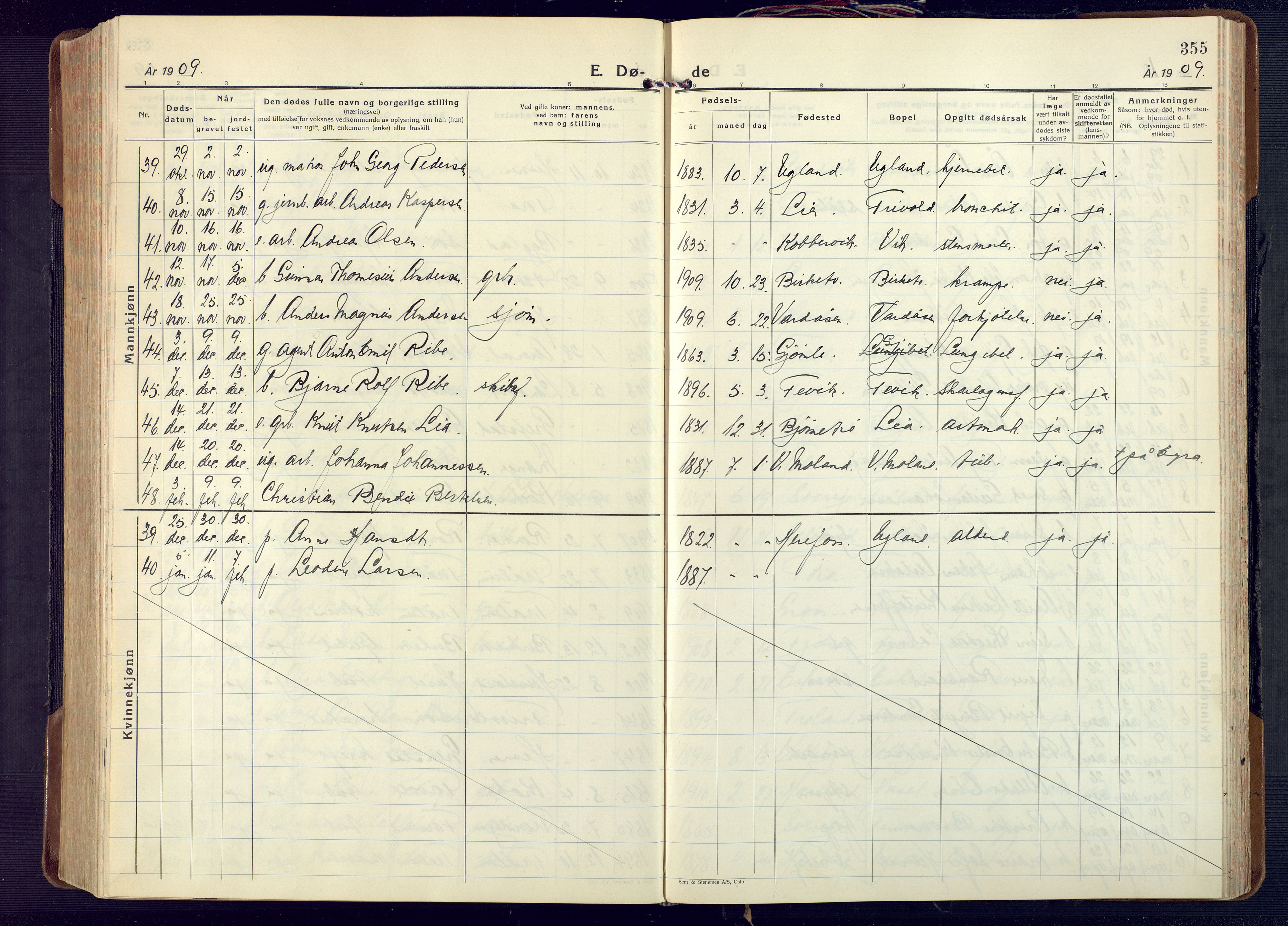 Fjære sokneprestkontor, AV/SAK-1111-0011/F/Fa/L0004: Parish register (official) no. A 4, 1902-1925, p. 355