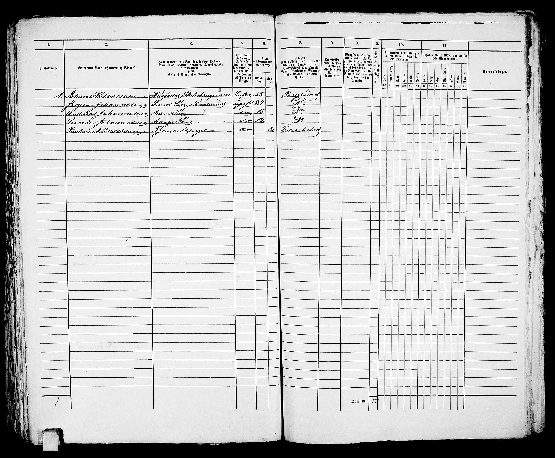 RA, 1865 census for Porsgrunn, 1865, p. 385