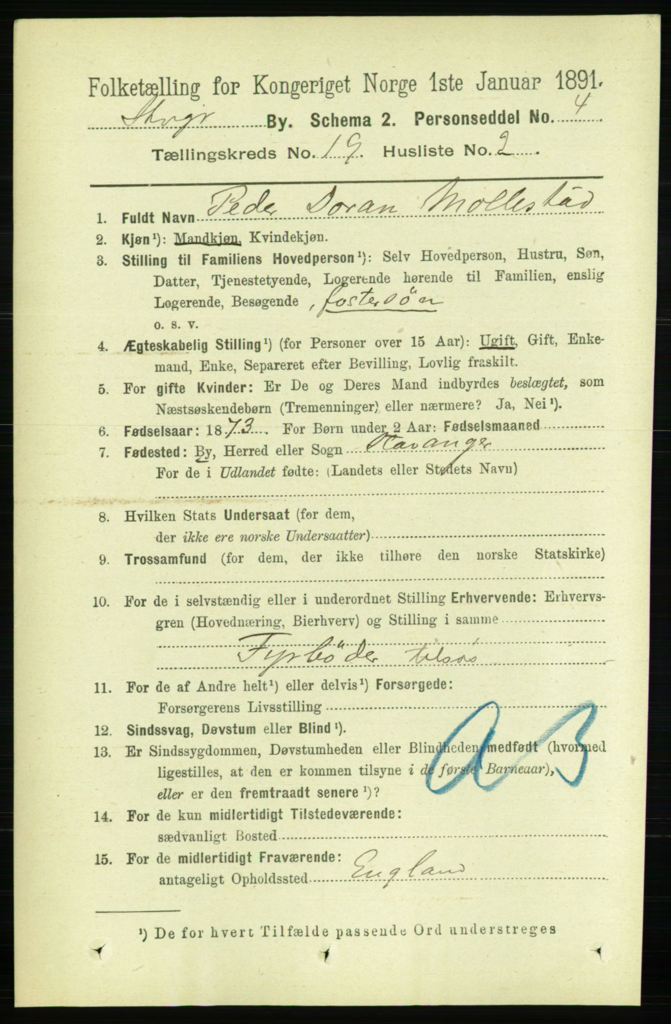 RA, 1891 census for 1103 Stavanger, 1891, p. 22459