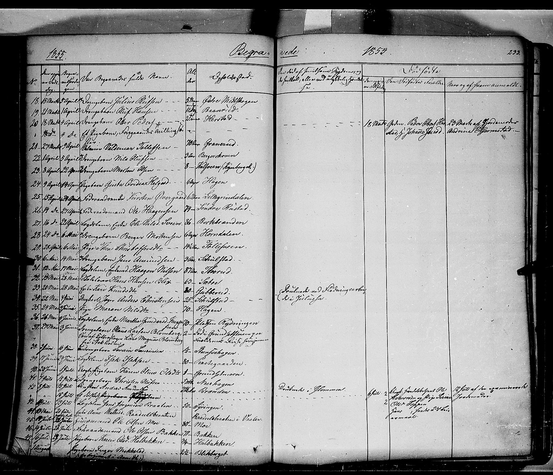 Elverum prestekontor, AV/SAH-PREST-044/H/Ha/Haa/L0009: Parish register (official) no. 9, 1843-1856, p. 233