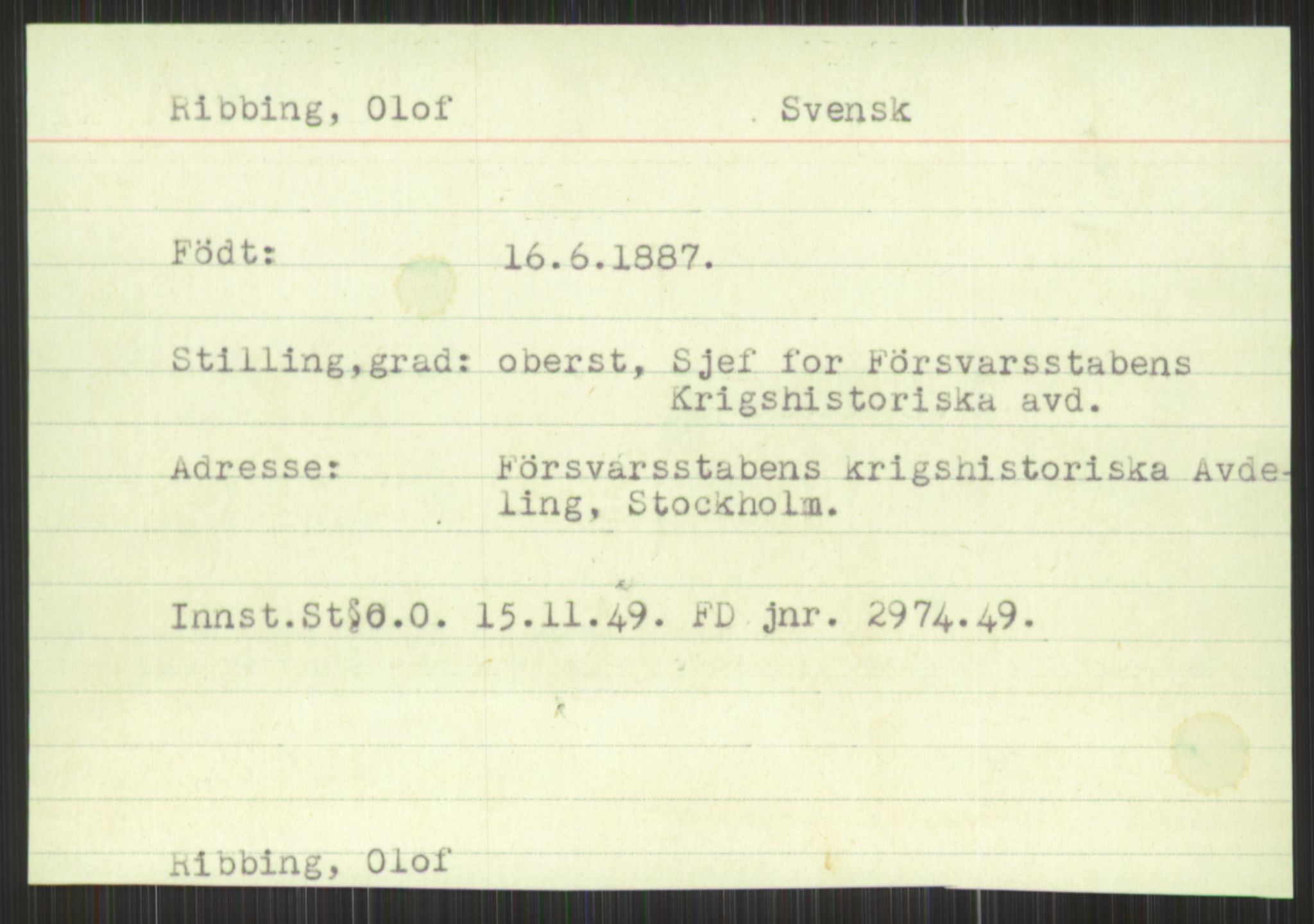 Forsvaret, Krigsdekorasjonskanselliet, AV/RA-RAFA-5156/G/Gd/L0001: Diverse registre, 1944-1956, p. 533