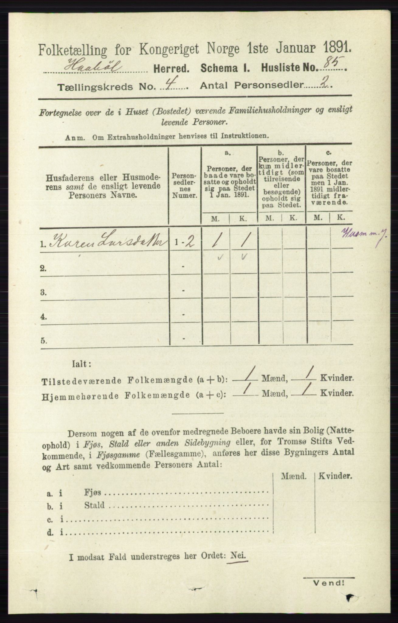 RA, 1891 census for 0138 Hobøl, 1891, p. 2414