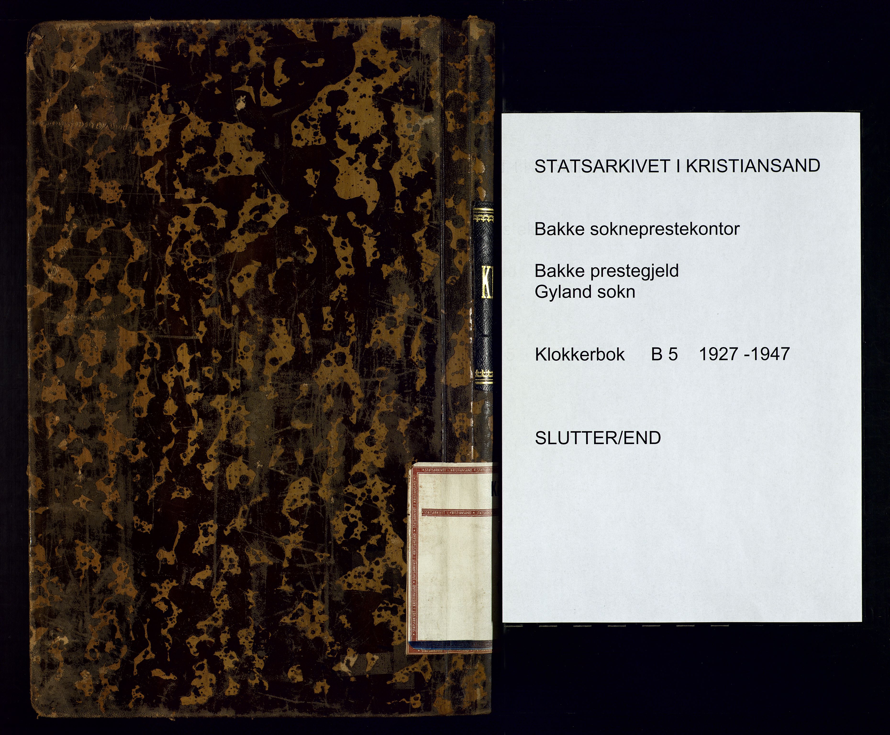 Bakke sokneprestkontor, AV/SAK-1111-0002/F/Fb/Fbb/L0005: Parish register (copy) no. B 5, 1927-1947