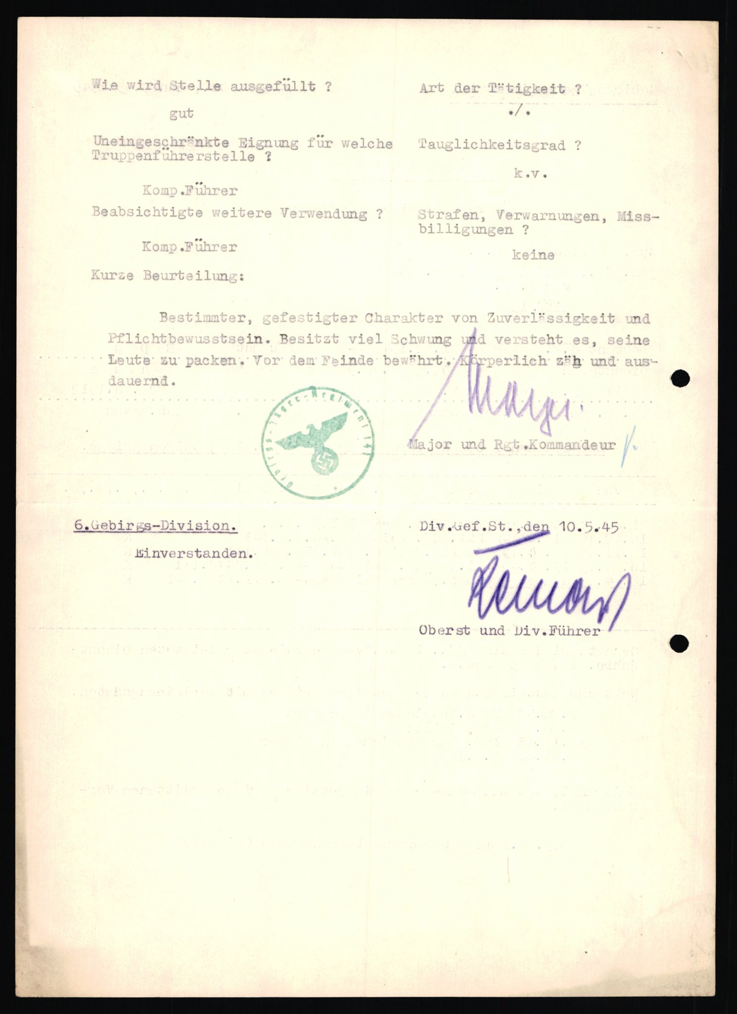 Forsvarets Overkommando. 2 kontor. Arkiv 11.4. Spredte tyske arkivsaker, AV/RA-RAFA-7031/D/Dar/Dara/L0018: Personalbøker, 1940-1945, p. 389