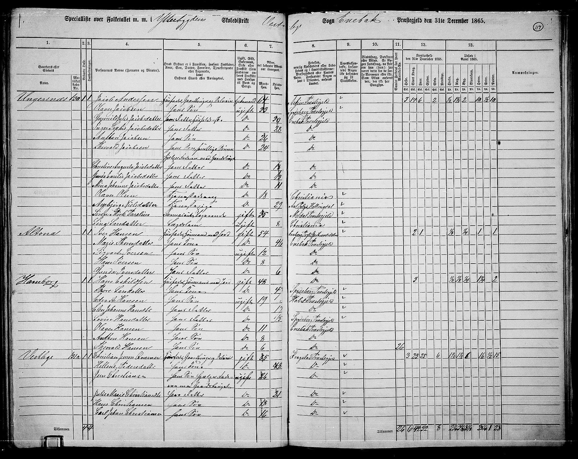 RA, 1865 census for Enebakk, 1865, p. 103