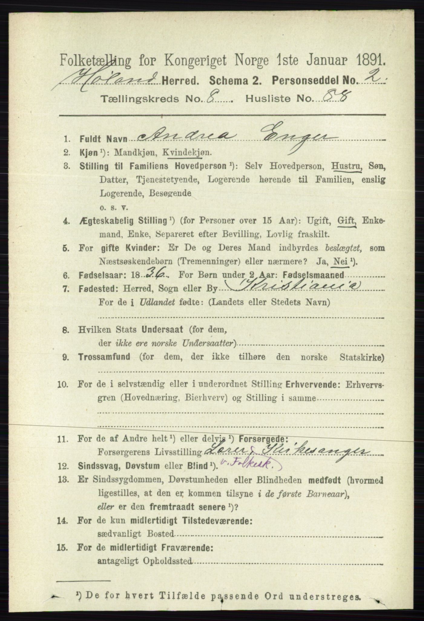 RA, 1891 census for 0221 Høland, 1891, p. 6084