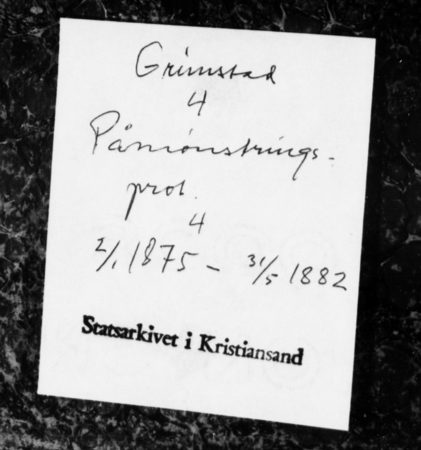 Grimstad mønstringskrets, SAK/2031-0013/G/Ga/L0015: Påmønstring, V-43, 1875-1882, p. 1