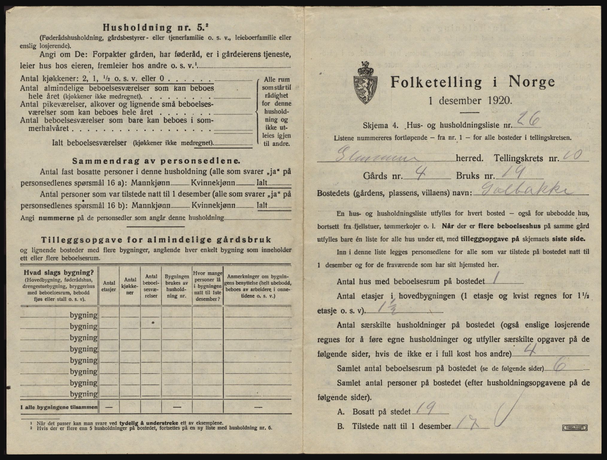 SAO, 1920 census for Glemmen, 1920, p. 1975