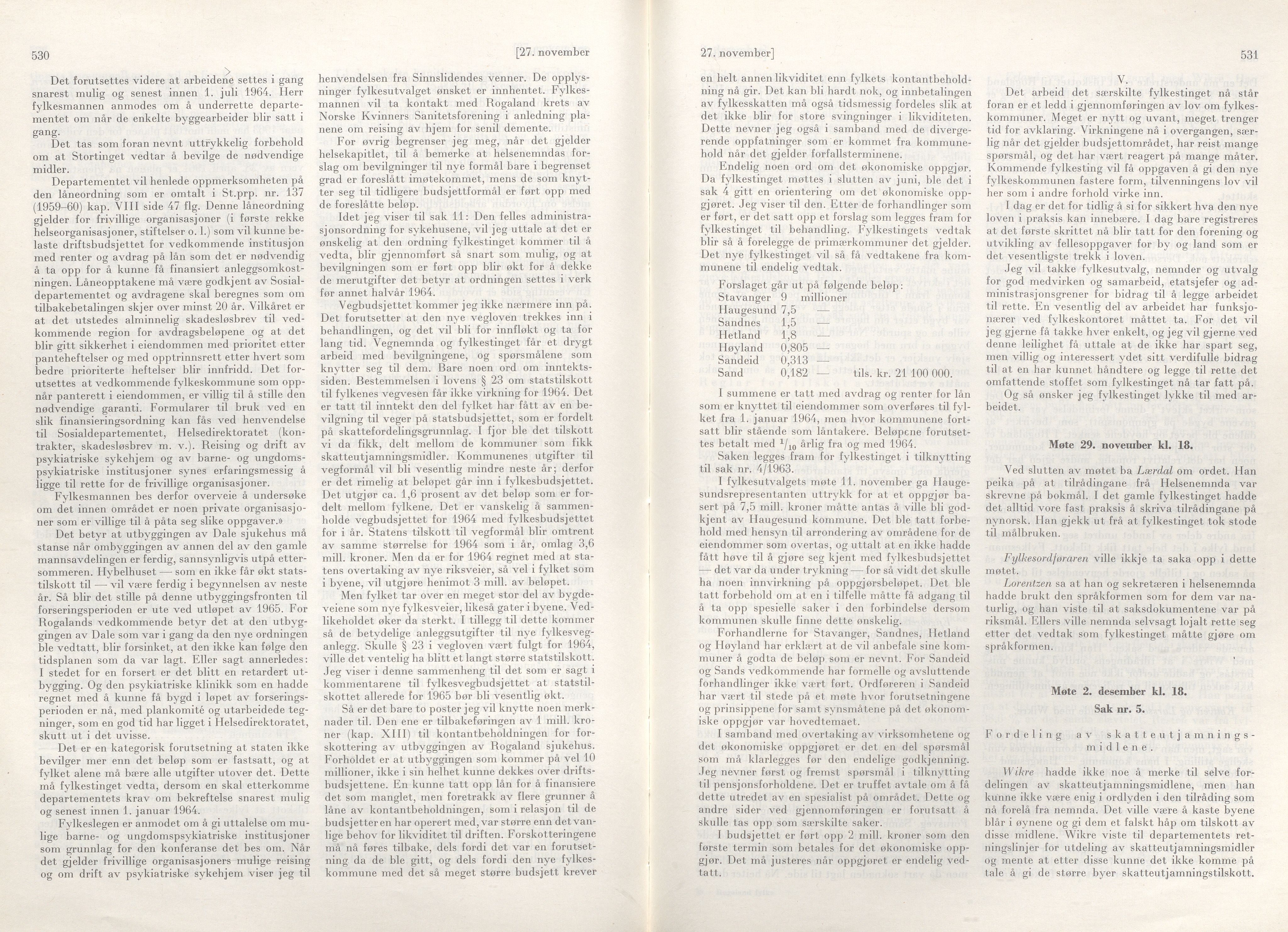 Rogaland fylkeskommune - Fylkesrådmannen , IKAR/A-900/A/Aa/Aaa/L0083: Møtebok , 1963, p. 530-531