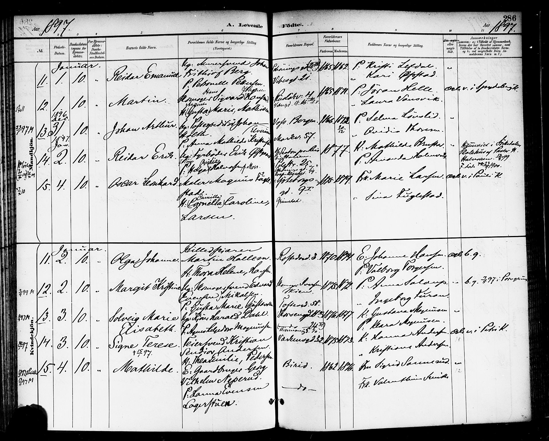 Rikshospitalet prestekontor Kirkebøker, AV/SAO-A-10309b/F/L0009: Parish register (official) no. 9, 1894-1897, p. 286