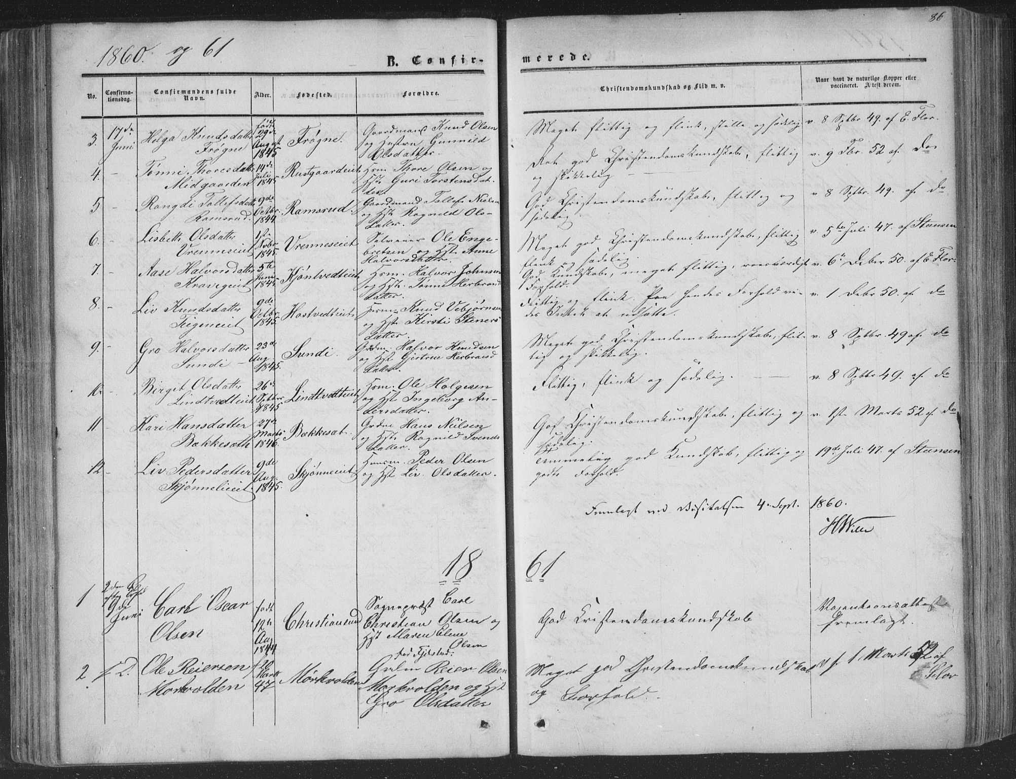 Nore kirkebøker, SAKO/A-238/F/Fa/L0002: Parish register (official) no. I 2, 1856-1871, p. 86