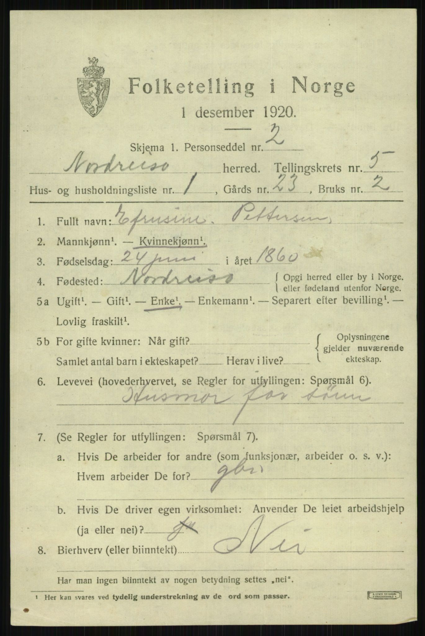 SATØ, 1920 census for Nordreisa, 1920, p. 2163