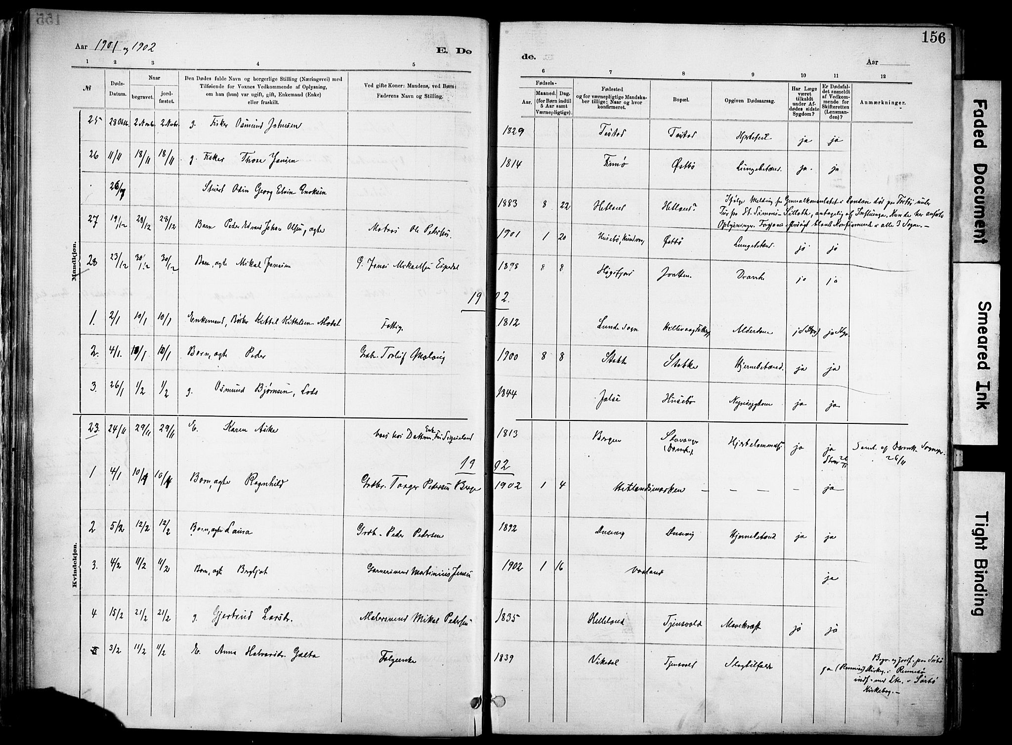 Hetland sokneprestkontor, SAST/A-101826/30/30BA/L0012: Parish register (official) no. A 12, 1882-1912, p. 156