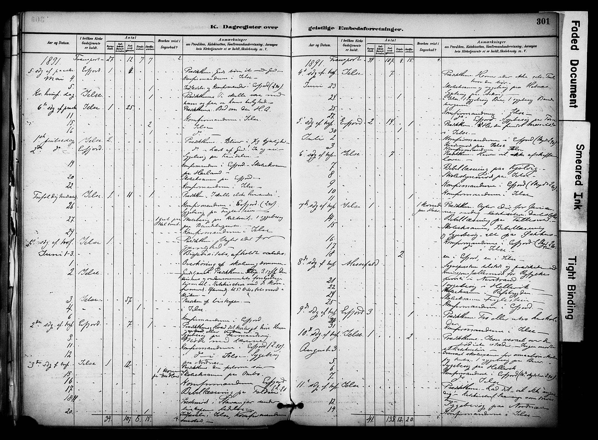 Jelsa sokneprestkontor, AV/SAST-A-101842/01/IV: Parish register (official) no. A 10, 1884-1906, p. 301