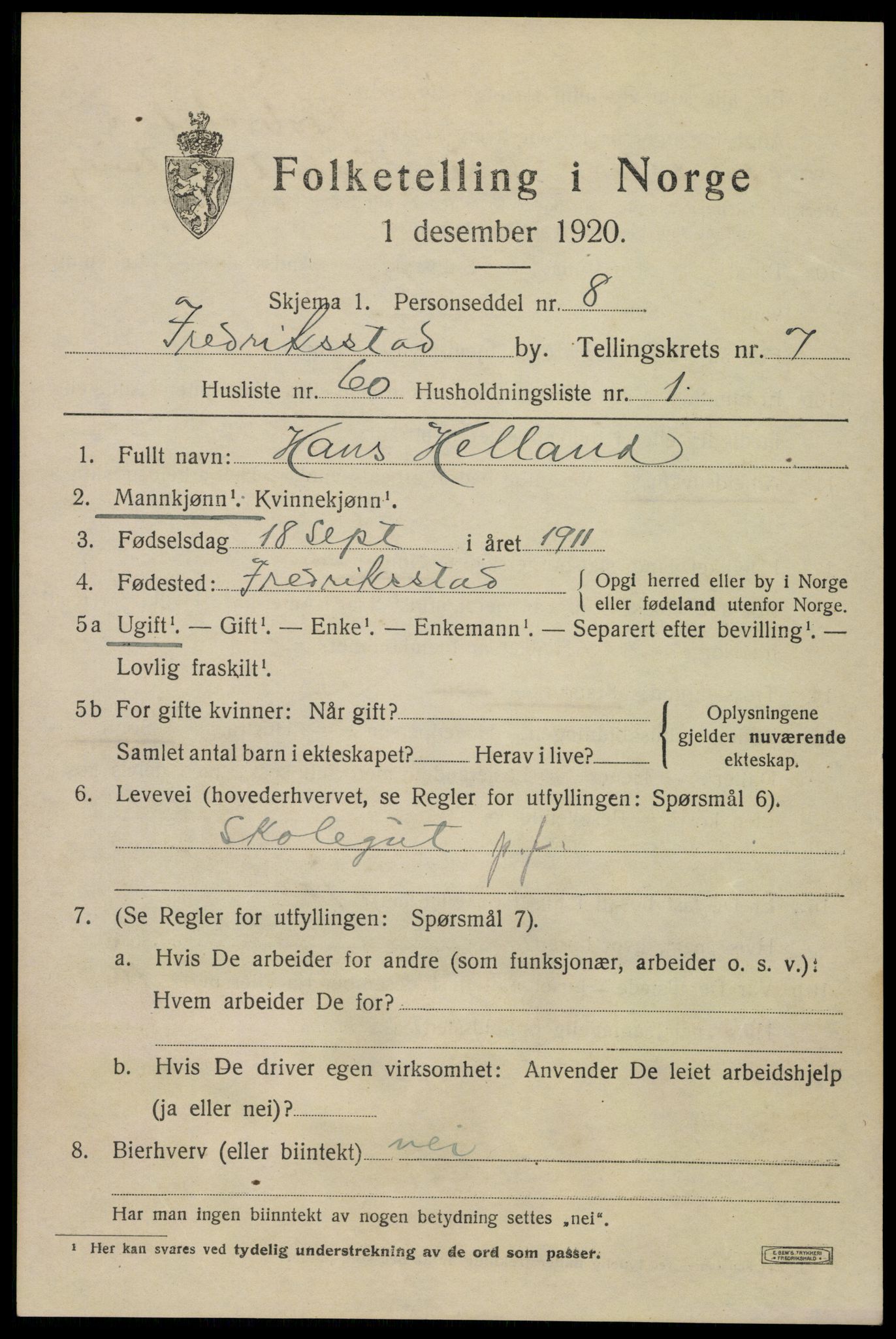 SAO, 1920 census for Fredrikstad, 1920, p. 22875