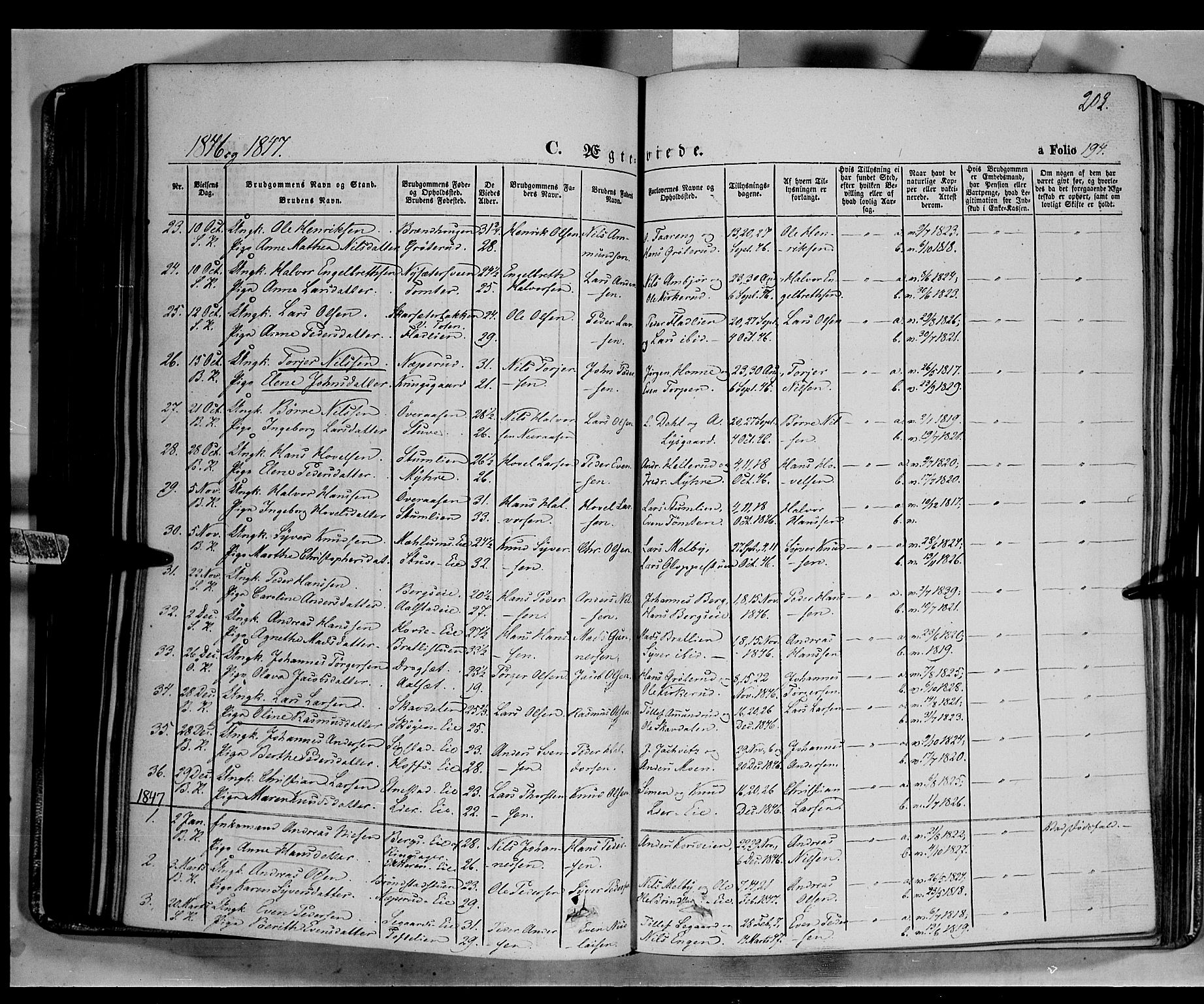 Biri prestekontor, SAH/PREST-096/H/Ha/Haa/L0005: Parish register (official) no. 5, 1843-1854, p. 202
