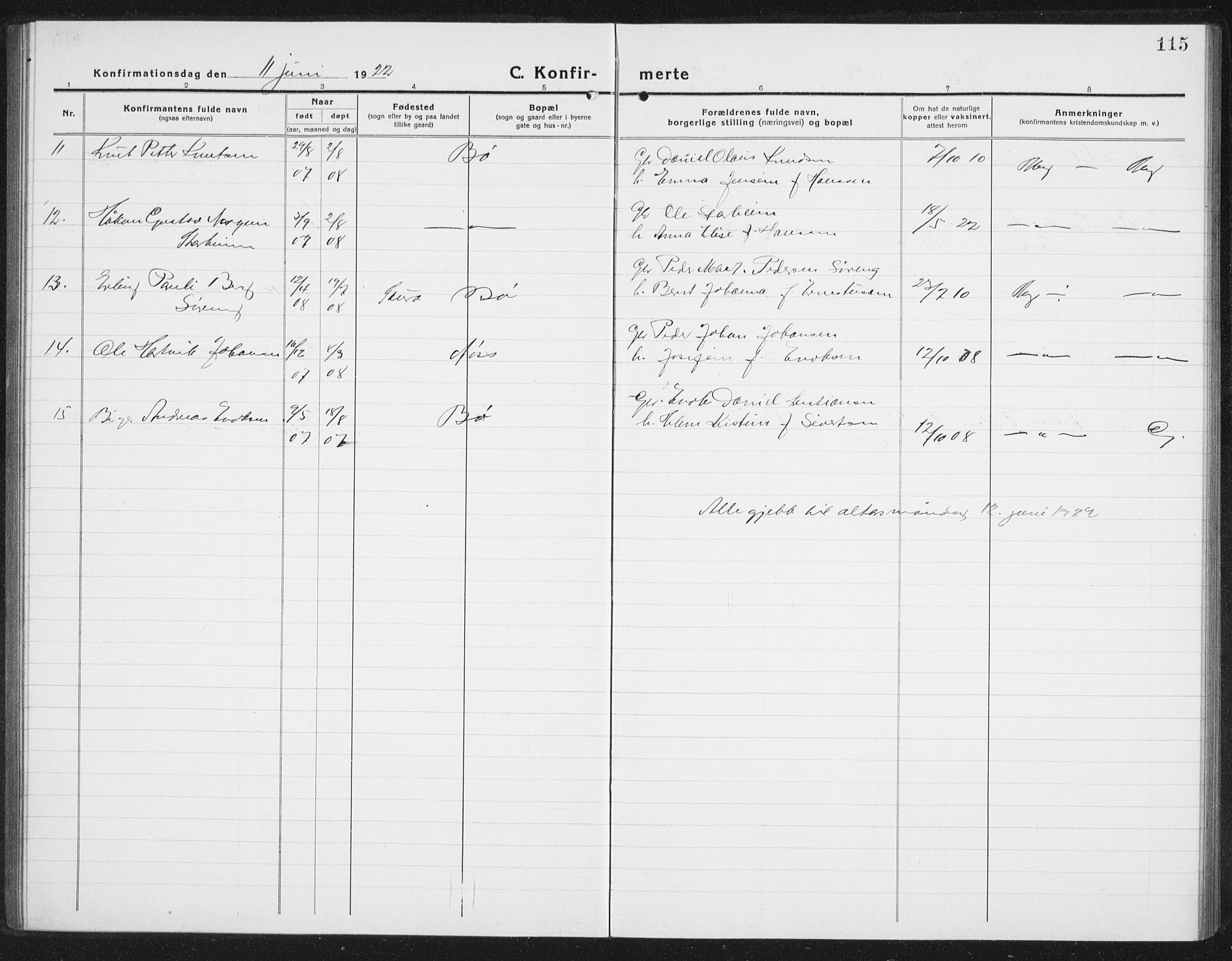 Ministerialprotokoller, klokkerbøker og fødselsregistre - Nordland, SAT/A-1459/898/L1428: Parish register (copy) no. 898C03, 1918-1938, p. 115