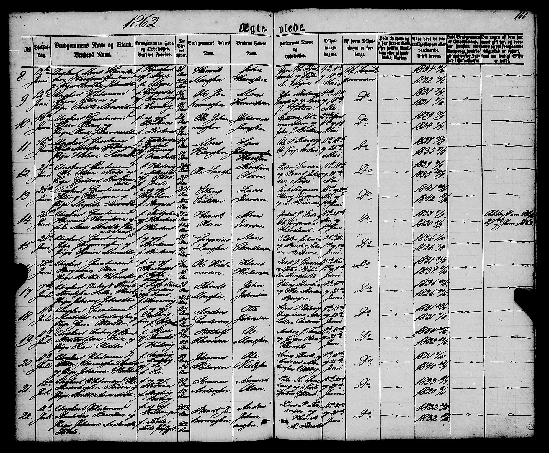 Gulen sokneprestembete, AV/SAB-A-80201/H/Haa/Haaa/L0022: Parish register (official) no. A 22, 1859-1869, p. 160