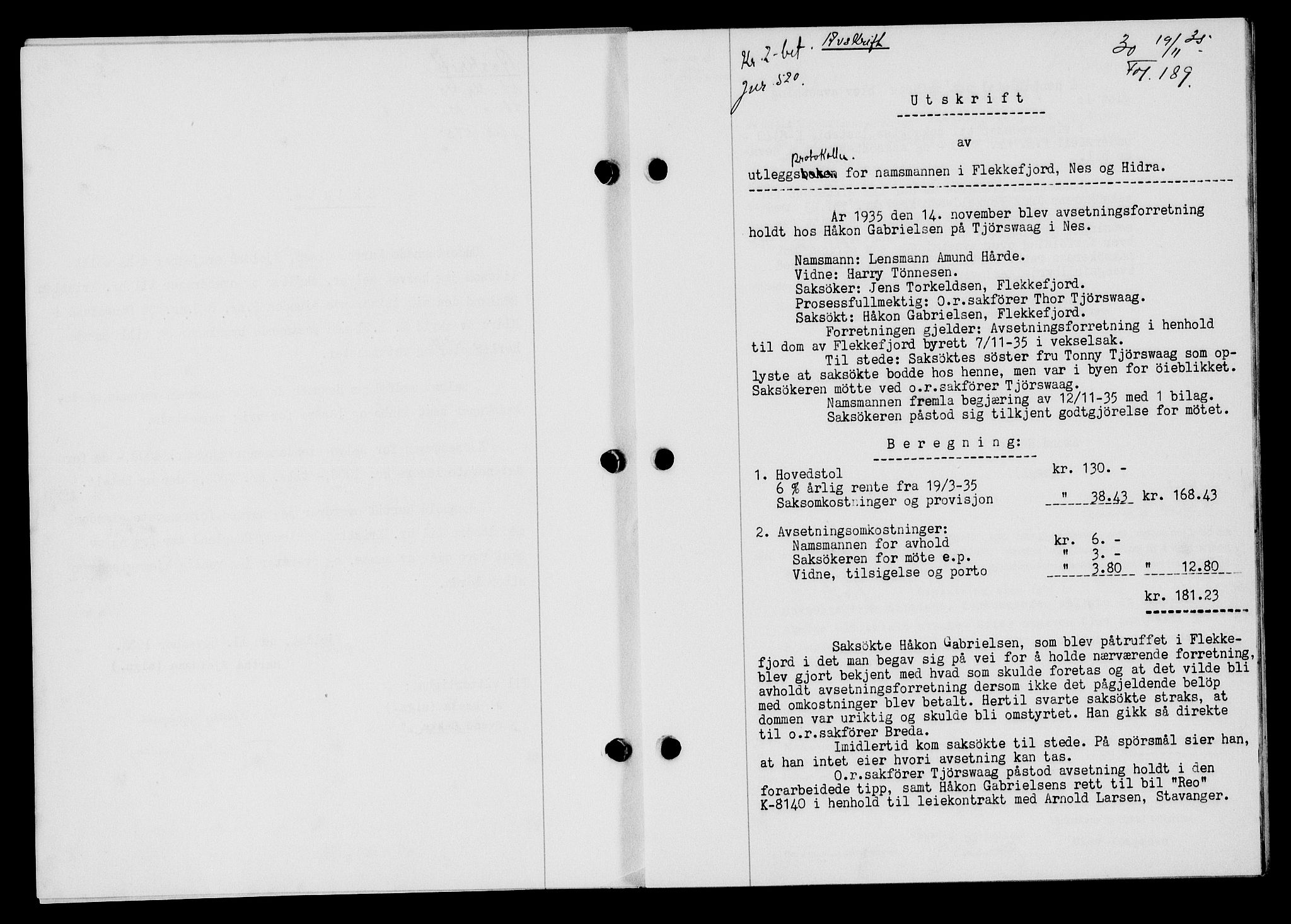 Flekkefjord sorenskriveri, SAK/1221-0001/G/Gb/Gba/L0052: Mortgage book no. 48, 1935-1936, Deed date: 19.11.1935