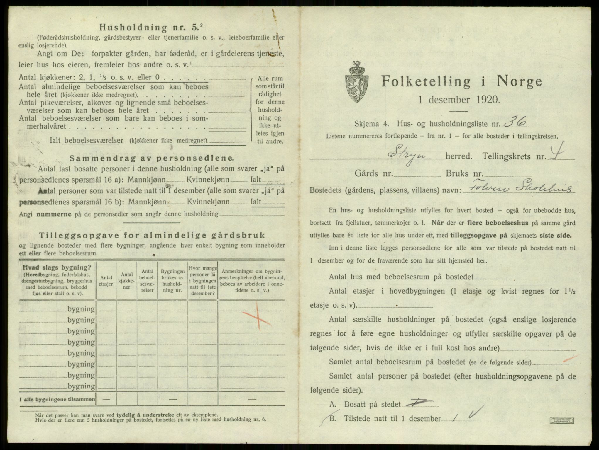 SAB, 1920 census for Stryn, 1920, p. 234