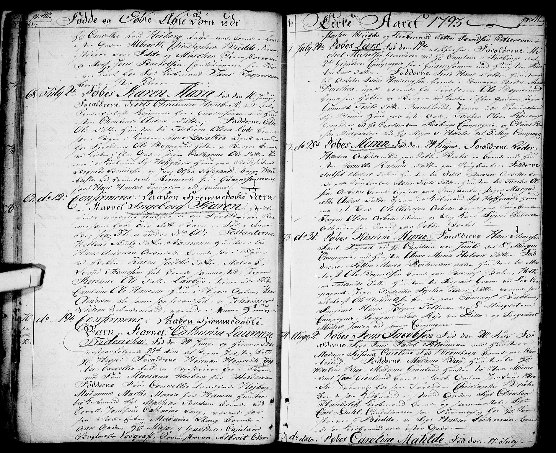 Halden prestekontor Kirkebøker, SAO/A-10909/F/Fa/L0002: Parish register (official) no. I 2, 1792-1812, p. 40-41