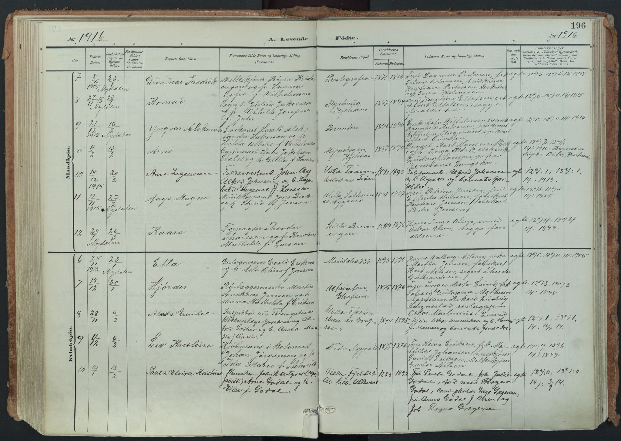 Vestre Aker prestekontor Kirkebøker, AV/SAO-A-10025/F/Fa/L0014: Parish register (official) no. 14, 1903-1921, p. 196