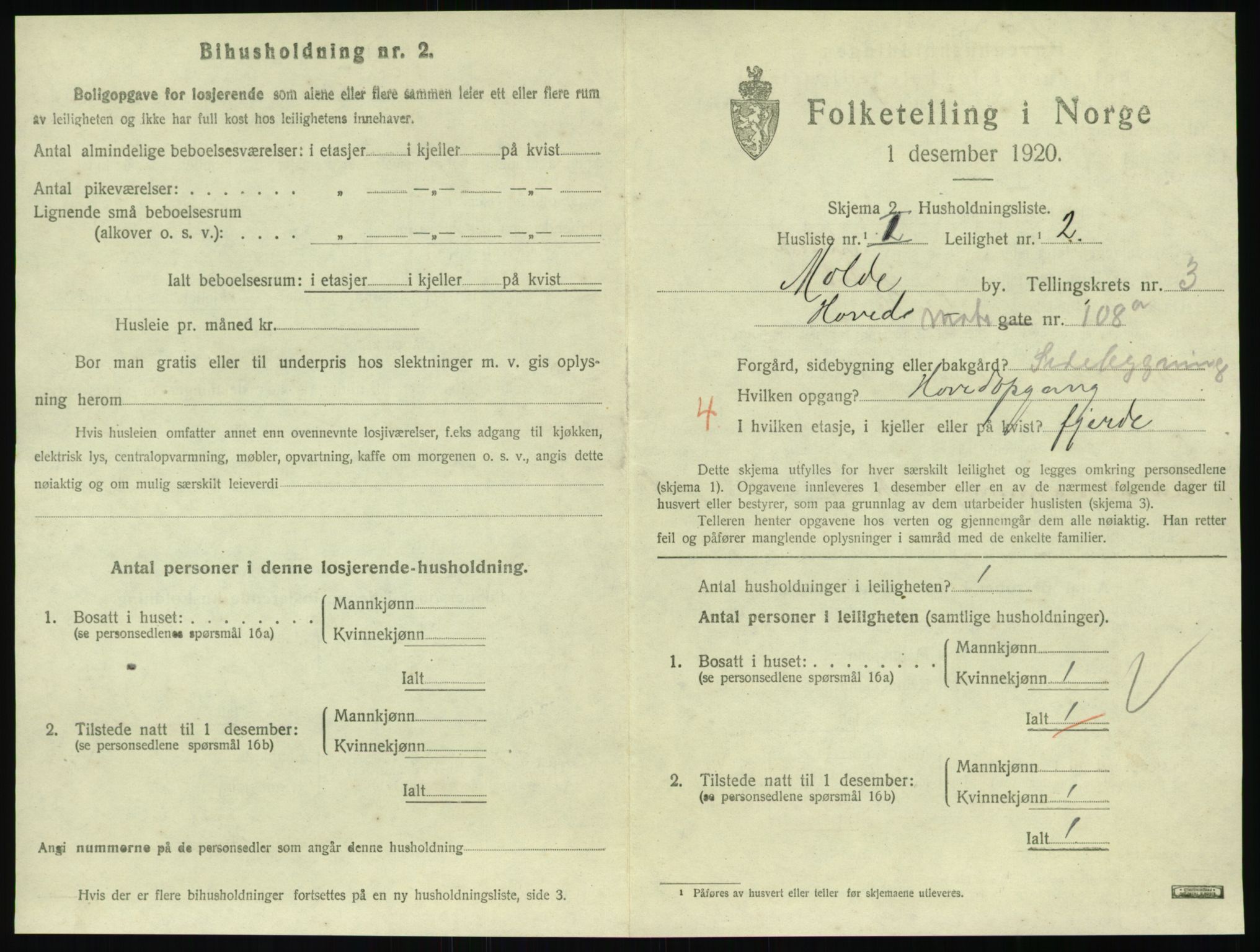 SAT, 1920 census for Molde, 1920, p. 1091