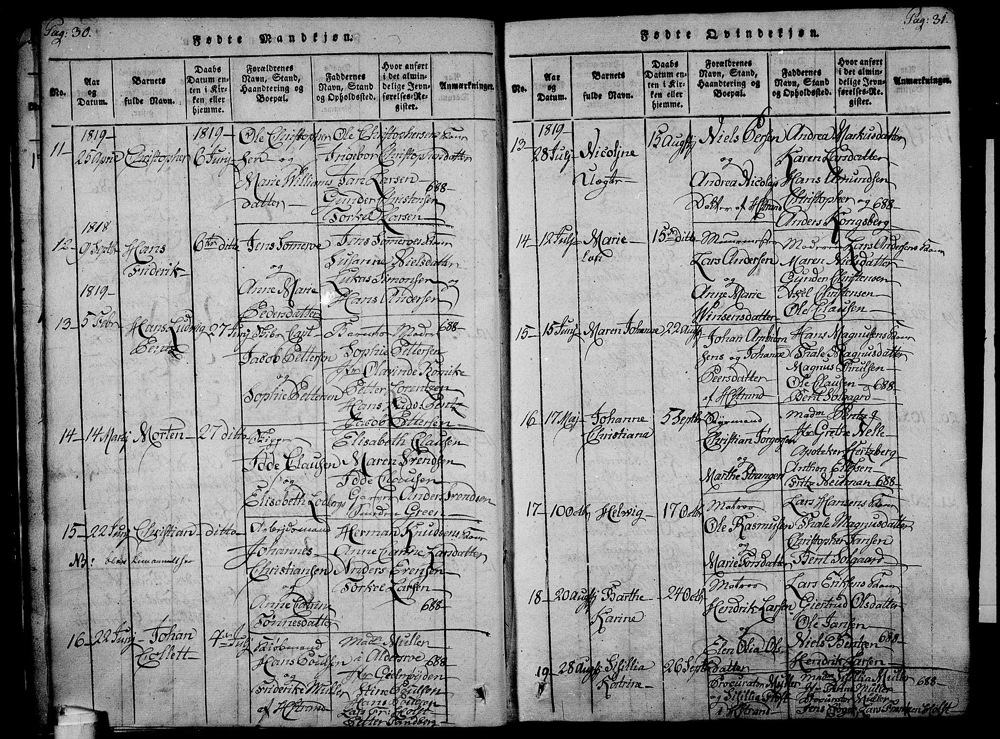 Holmestrand kirkebøker, SAKO/A-346/F/Fa/L0001: Parish register (official) no. 1, 1814-1840, p. 30-31
