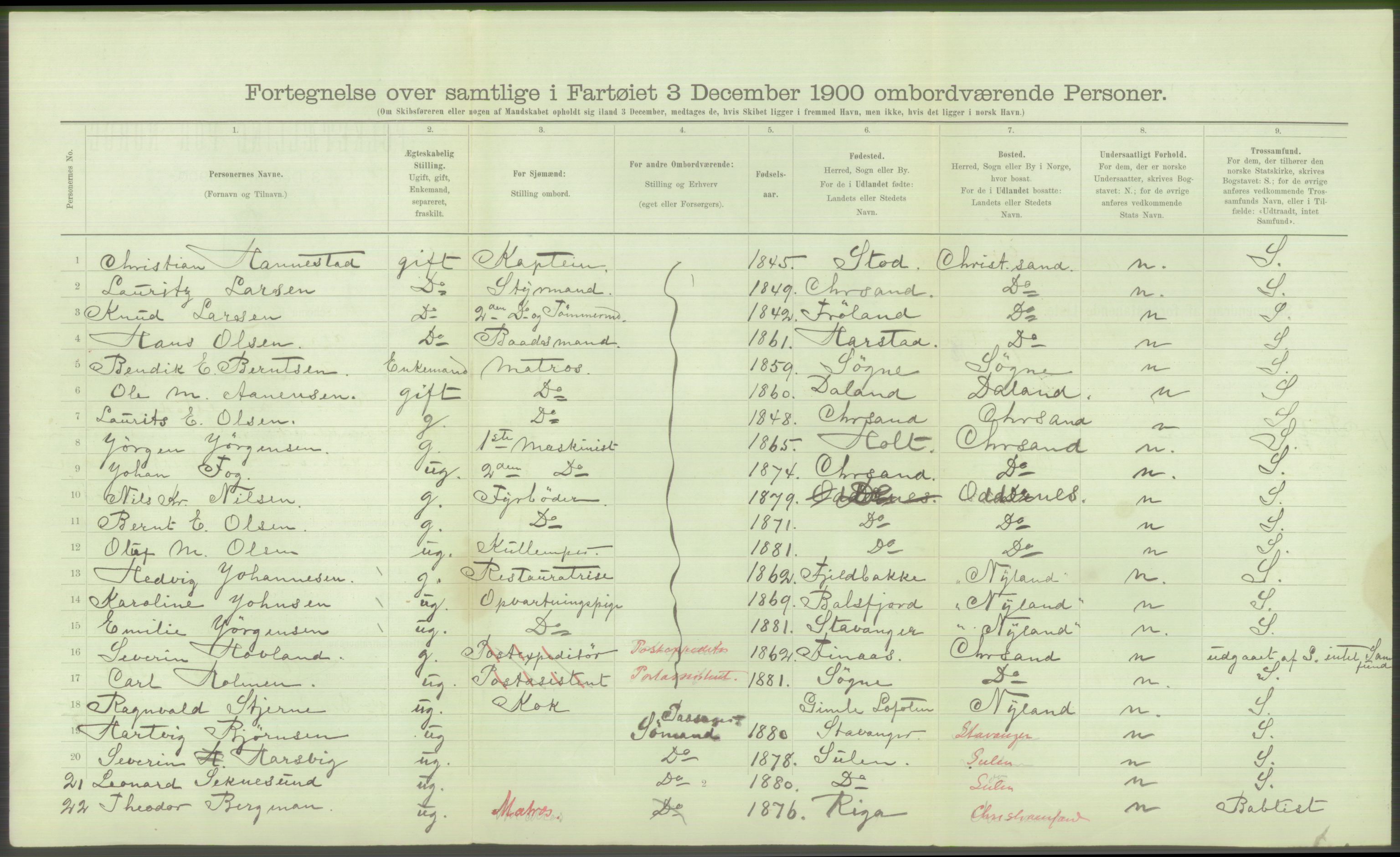 RA, 1900 Census - ship lists from ships in Norwegian harbours, harbours abroad and at sea, 1900, p. 782