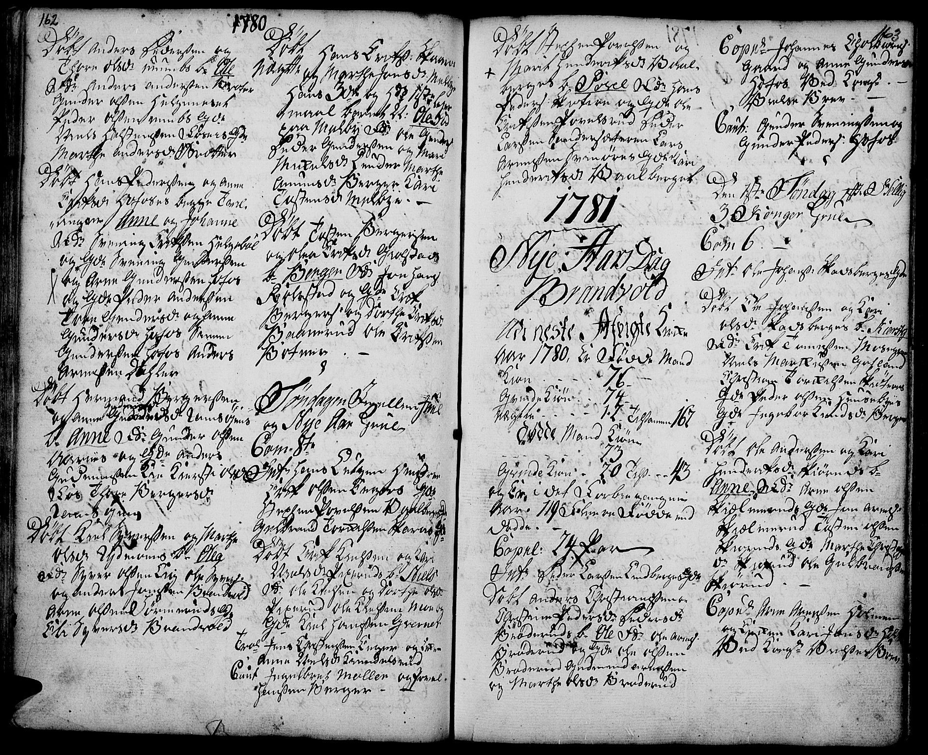 Grue prestekontor, SAH/PREST-036/H/Ha/Haa/L0003: Parish register (official) no. 3, 1774-1792, p. 162-163