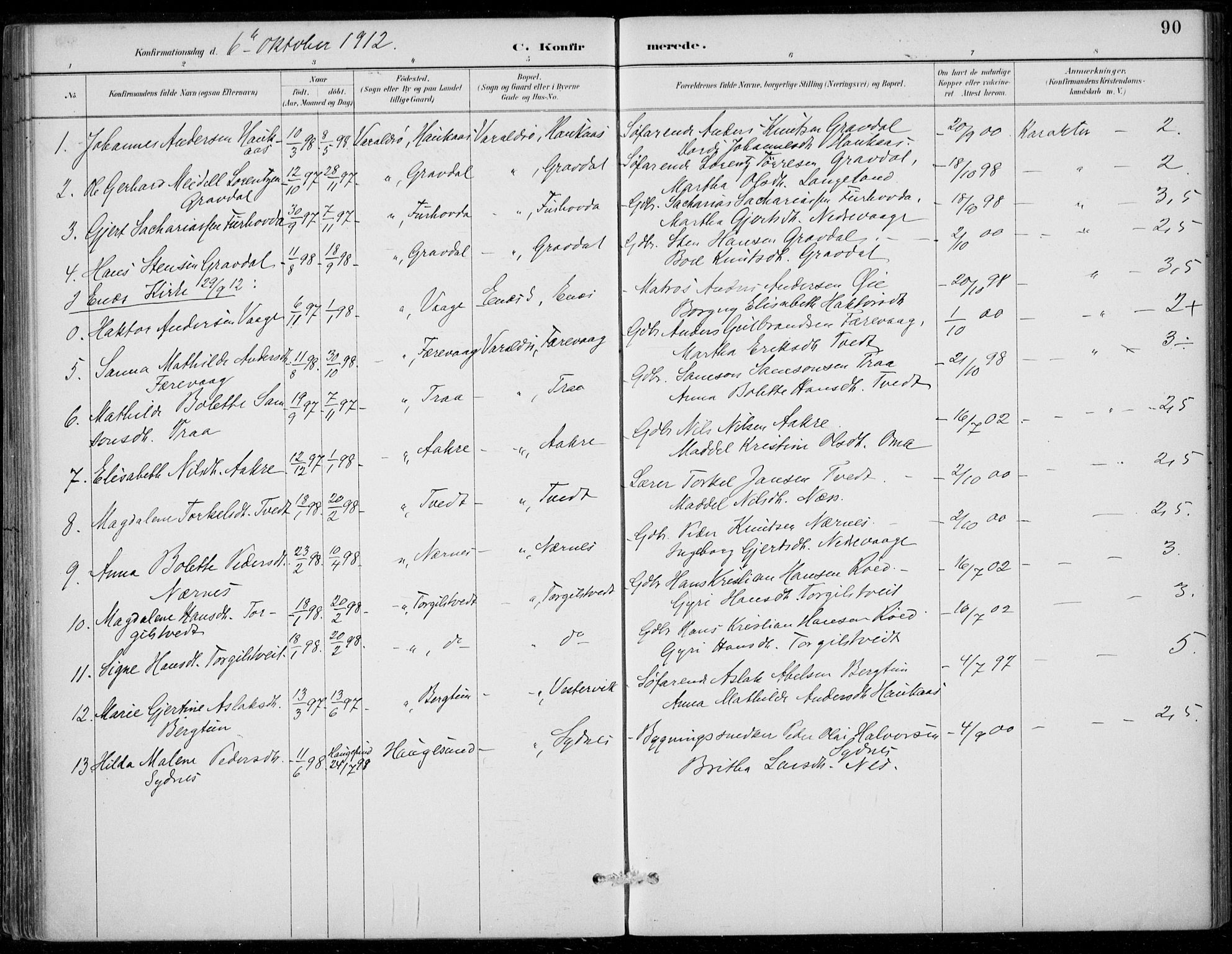 Strandebarm sokneprestembete, SAB/A-78401/H/Haa: Parish register (official) no. D  1, 1886-1912, p. 90
